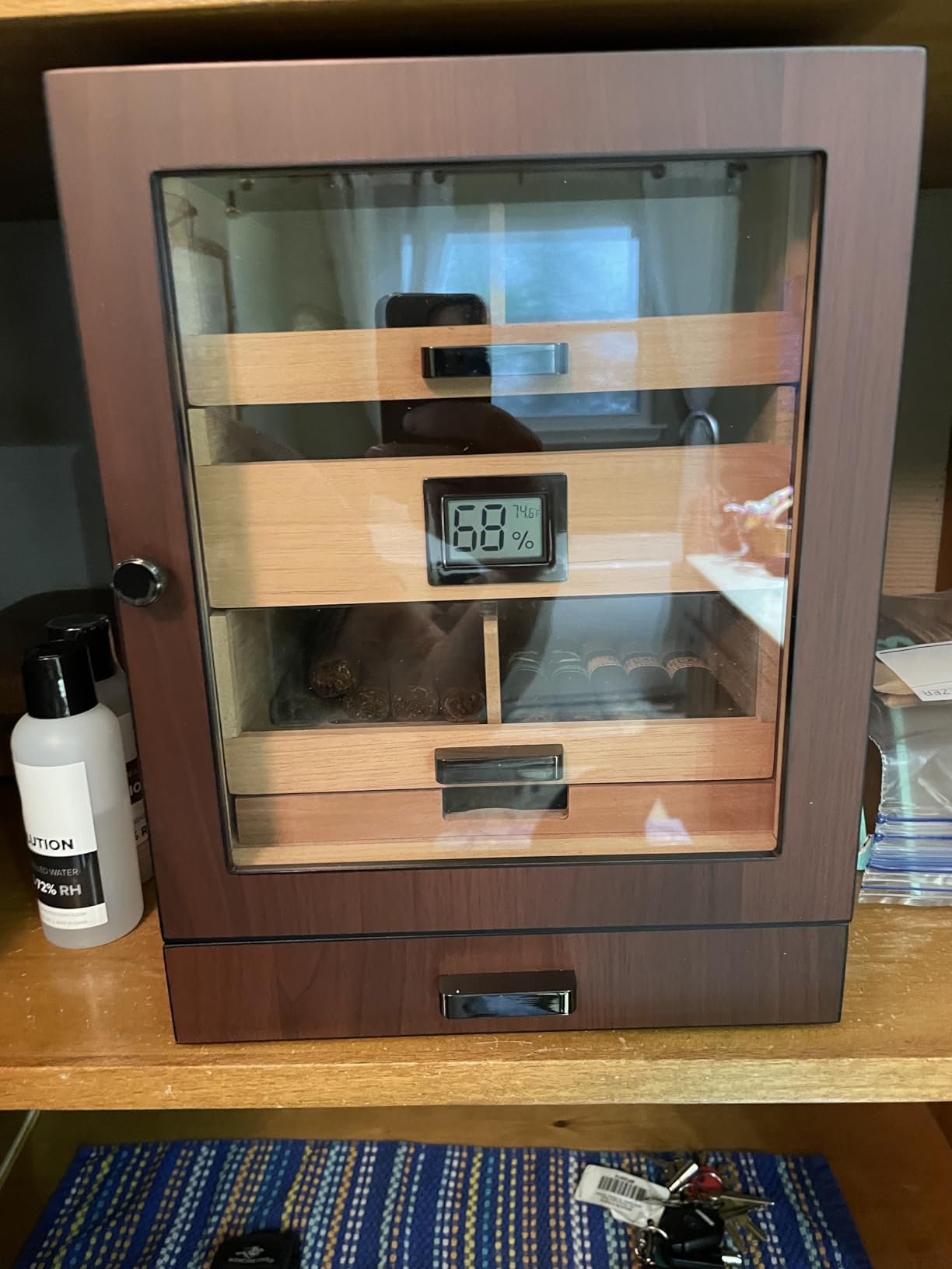 CASE ELEGANCE Luca Cabinet Humidor - Brown, Holds 80-100 Cigars | Spanish cedar, glass display customer photo 1