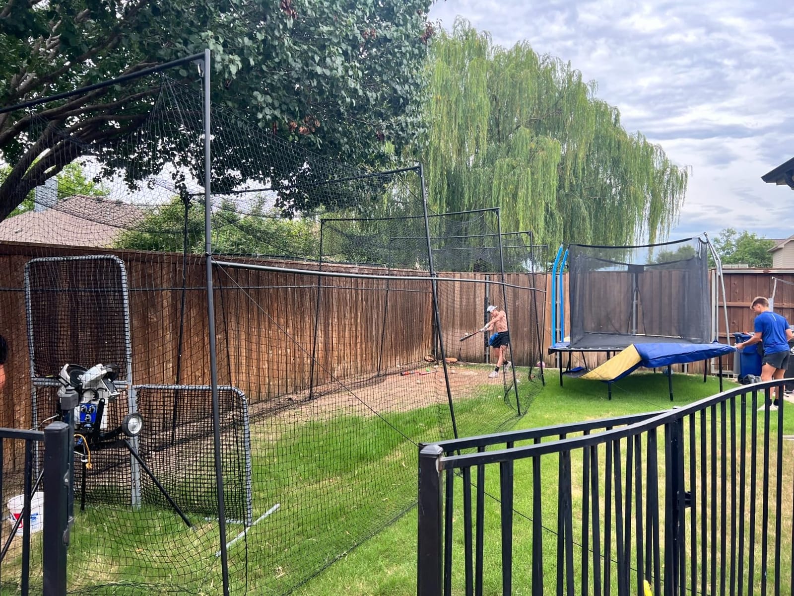Murray Sporting Goods Baseball/Softball Batting Cage 40 ft - Black Steel Metal Frame with 60-Ply Net | Net Includes 7 ft Entrance Door and 4 ft Pitching Machine Hole customer photo 1