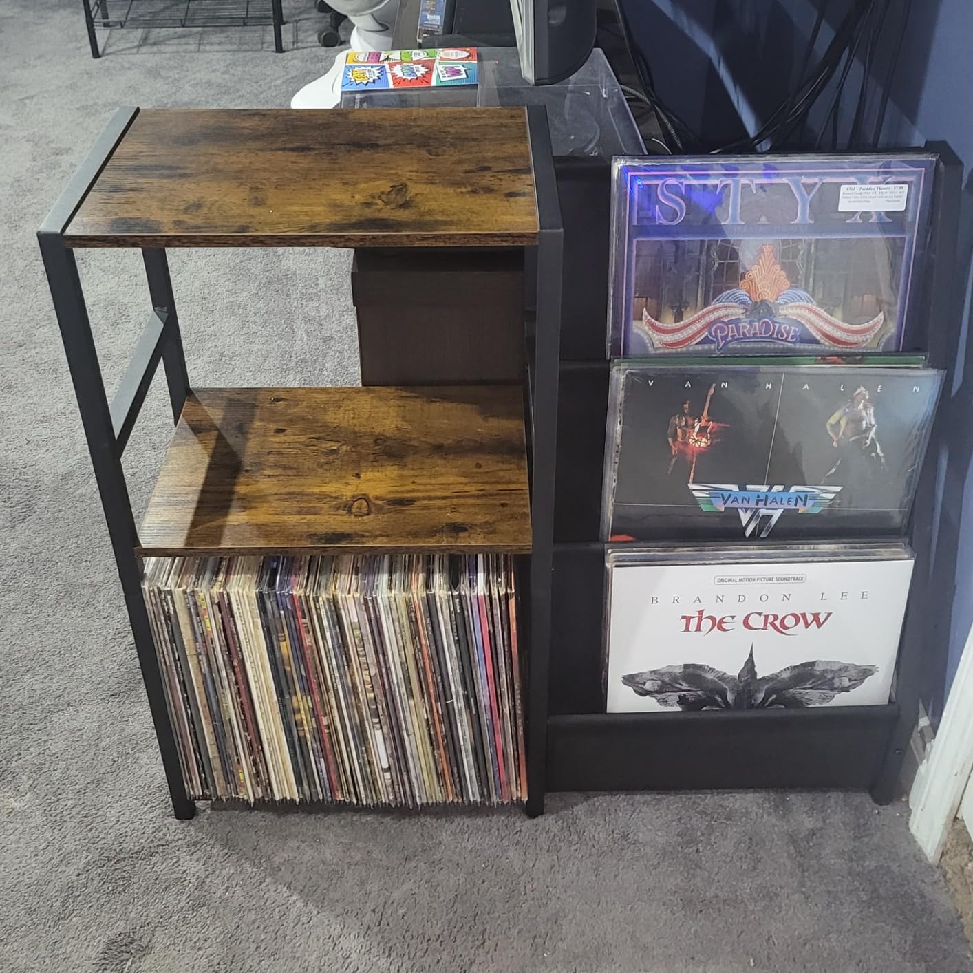 Bikoney Record Player Stand, Turntable Stand with 3-Tier Vinyl Record Storage, Record Player Table 200 Albums, End Table with Vinyl Display Holder Shelf, Record Player Cabinet Media Console for Stereo customer photo 2