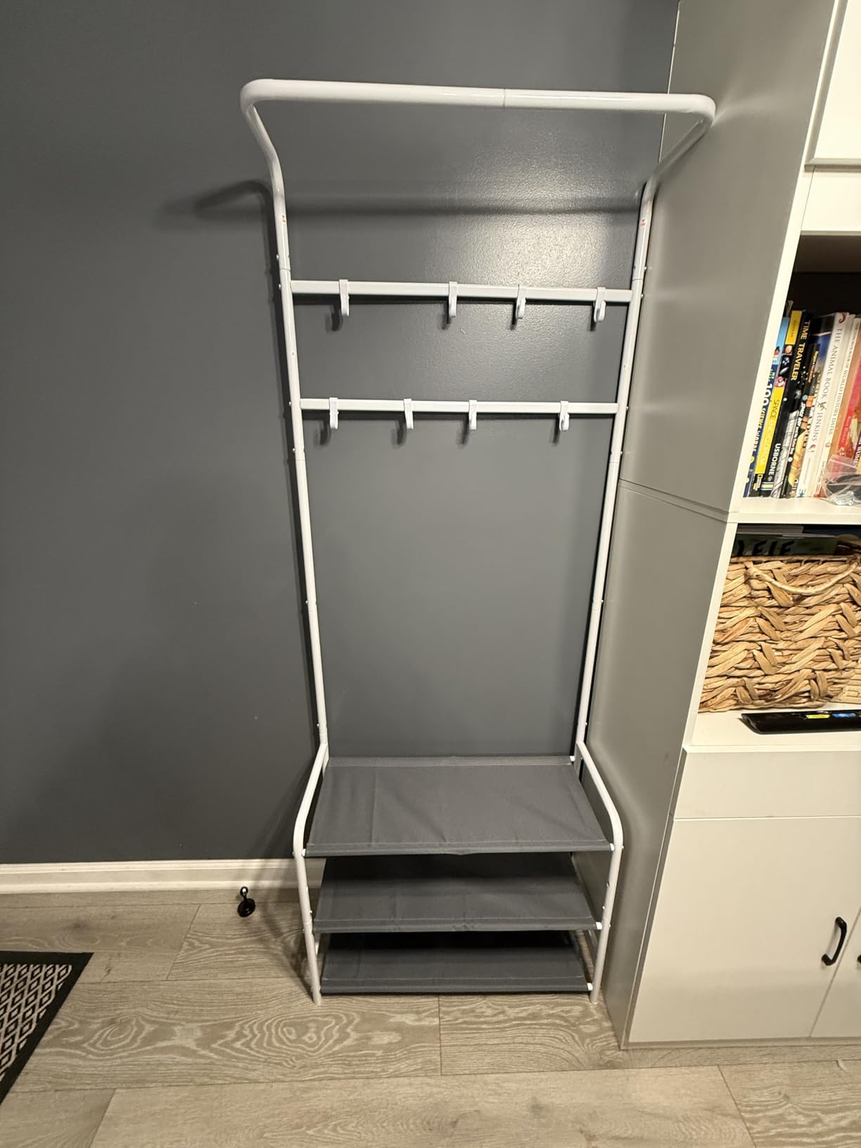 Simple Houseware Coat Rack with Shelf, Standing Hall Tree with Hooks, Black customer photo 1