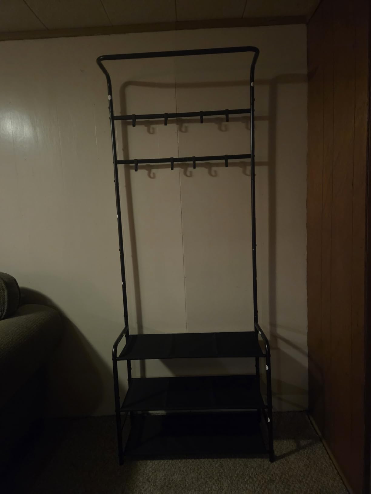 Simple Houseware Coat Rack with Shelf, Standing Hall Tree with Hooks, Black customer photo 2