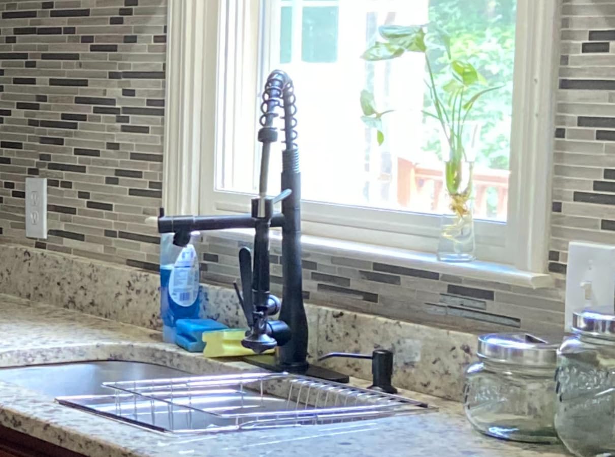GIMILI Commercial Kitchen Faucet with Pull Down Sprayer Brushed Nickel | Soap Dispenser Included, Commercial Style, Double Head Spray, High Pressure Rinse, Single Handle, Pull Down Hose customer photo 1