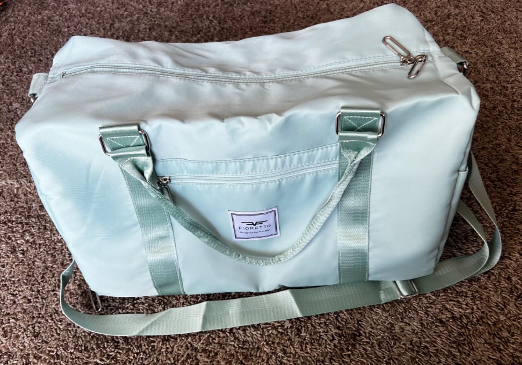FIORETTO Womens Gym Tote Duffle Bag with Wet Pocket & Shoe Compartment, Sports Duffel Overnight Weekender Hospital Workout Carry on Bag for Girls, Ideal for Travel, Swimming, Dance, Ballet Beige customer photo 1