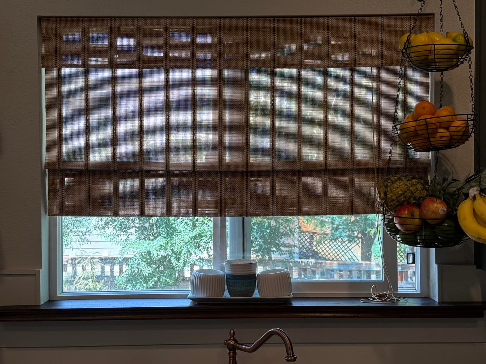 Cordless Bamboo Roman Shades, Natural Woven Blinds with 6 Inches High Valance, Custom Room Darkening Privacy Lined Sun Shade for Indoor Windows, Doors, Color 5 customer photo 1