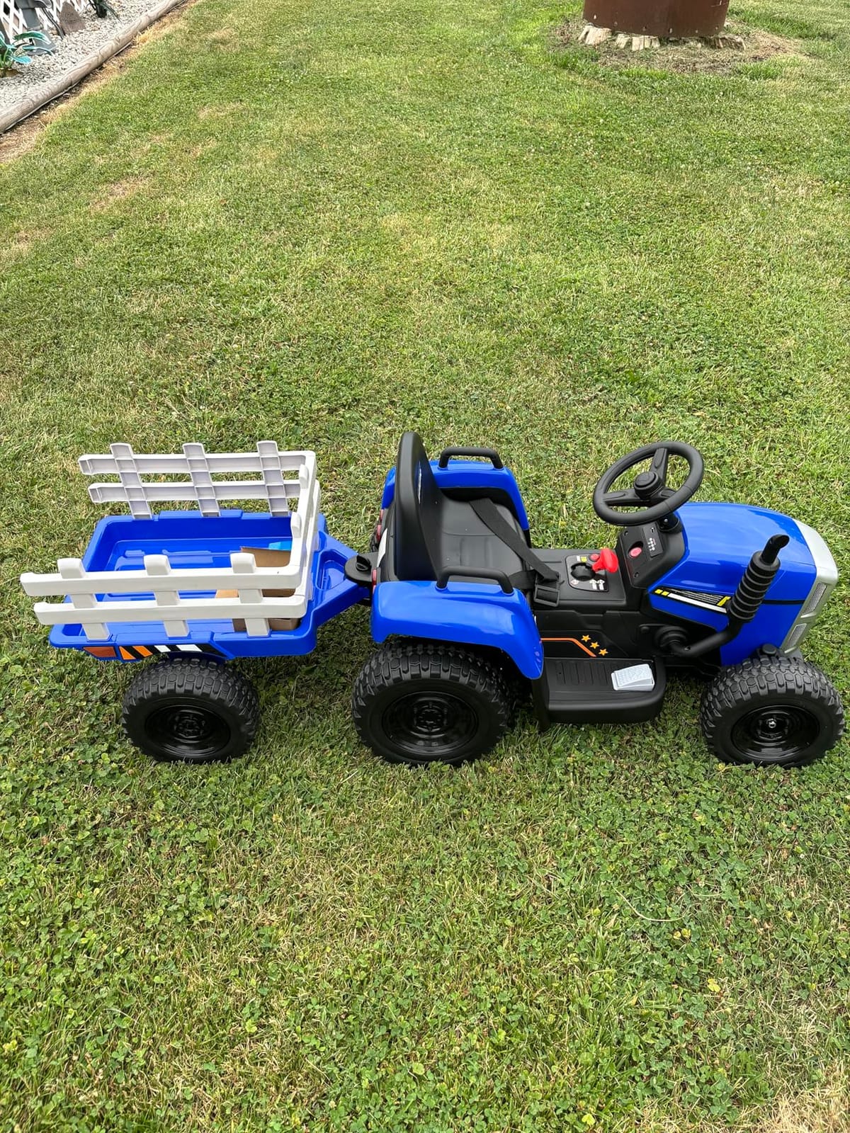 Kidzone 12V 7Ah Premium Electric Tractor Ride On Toy, Dark Green | w/ Trailer, Dual 35W Motors, EVA Tires, Remote Control, 3-Speed Modes, LED Lights, Bluetooth, Toddler Battery Powered Vehicle customer photo 2