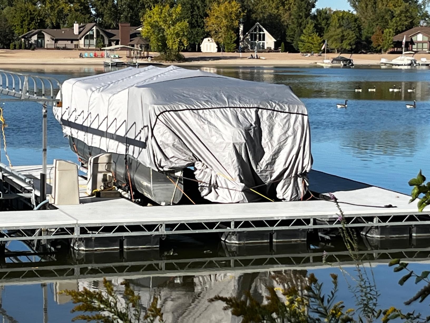 RVMasking Pontoon Boat Cover, 1400D Reinforced, Motor Cover, 17-20ft, Gray customer photo 2