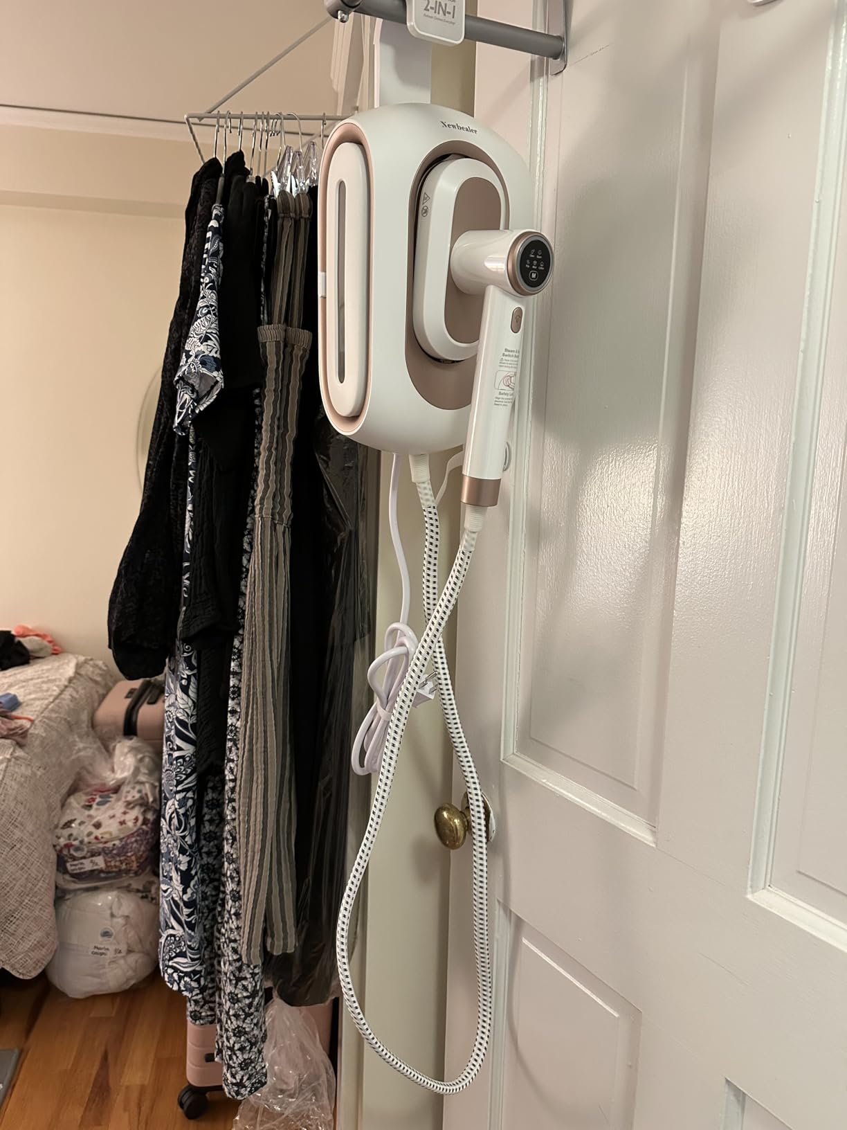 Newbealer 2In1 Pro Steam Station Iron, 1550W Turbocharged Steam for Clothes, 3-Level Steam & Dry Ironing, 30s Heat Up, 1.2L Detachable Tank, Auto-Off, Self Cleaning, Innovative Storage for Household | Hanging Garment Steamer customer photo 2
