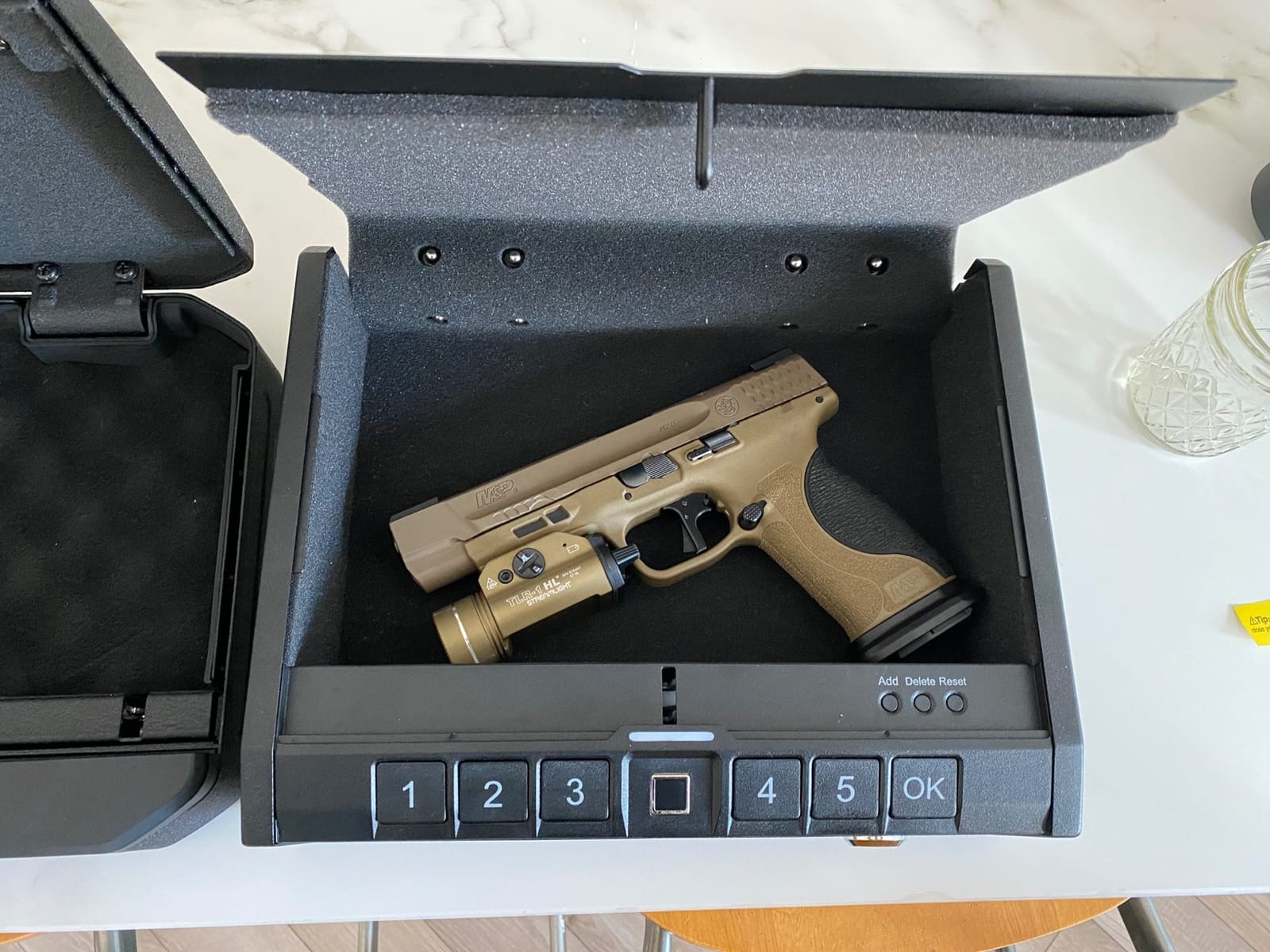 ONNAIS Iron PRO Biometric Fingerprint Gun Safe for Handgun with Keypad Lock | Emergency Power Supply and Interior Light Swift Entry Pistol Case for Home, Nightstand, Bedside, and Car customer photo 1