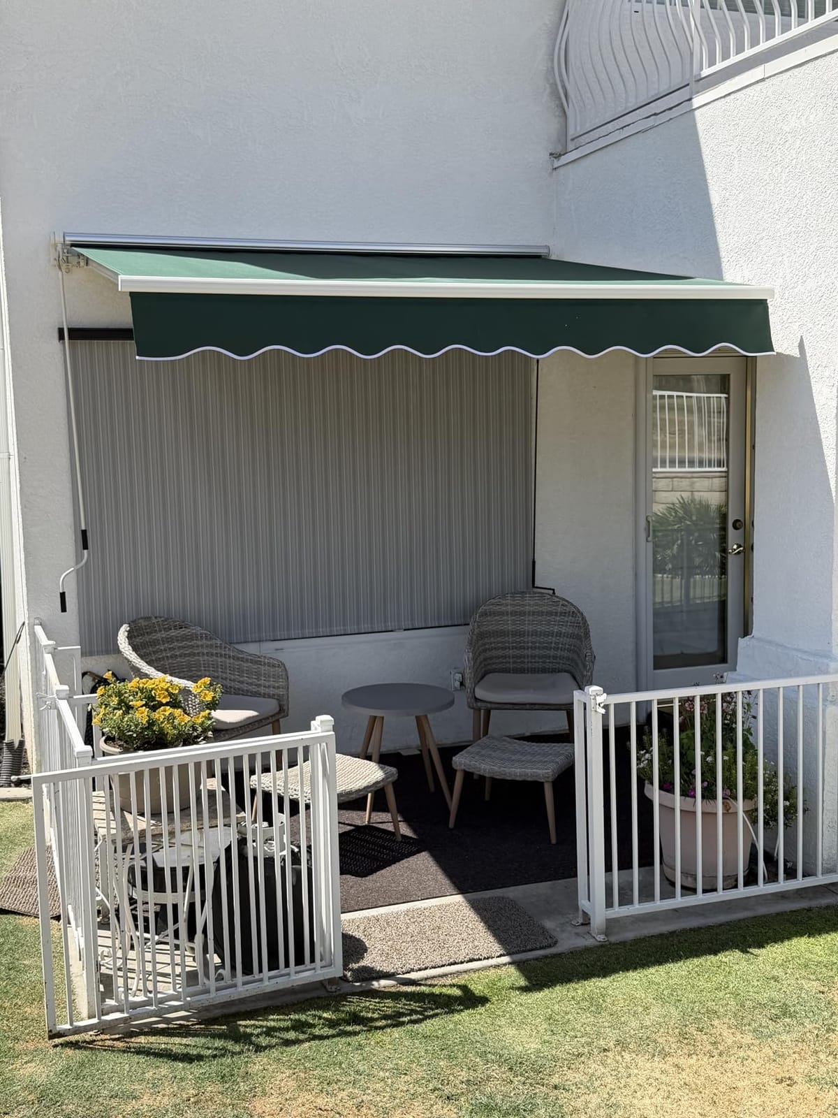 PATISOL 10'x8' Patio Manual Retractable Awning Fully Assembled, Blue | Aluminum Frame, 280G Polyester, Water-Resistant, Sunshade Shelter for Outdoor Window Door Awning Deck Canopy Balcony customer photo 2