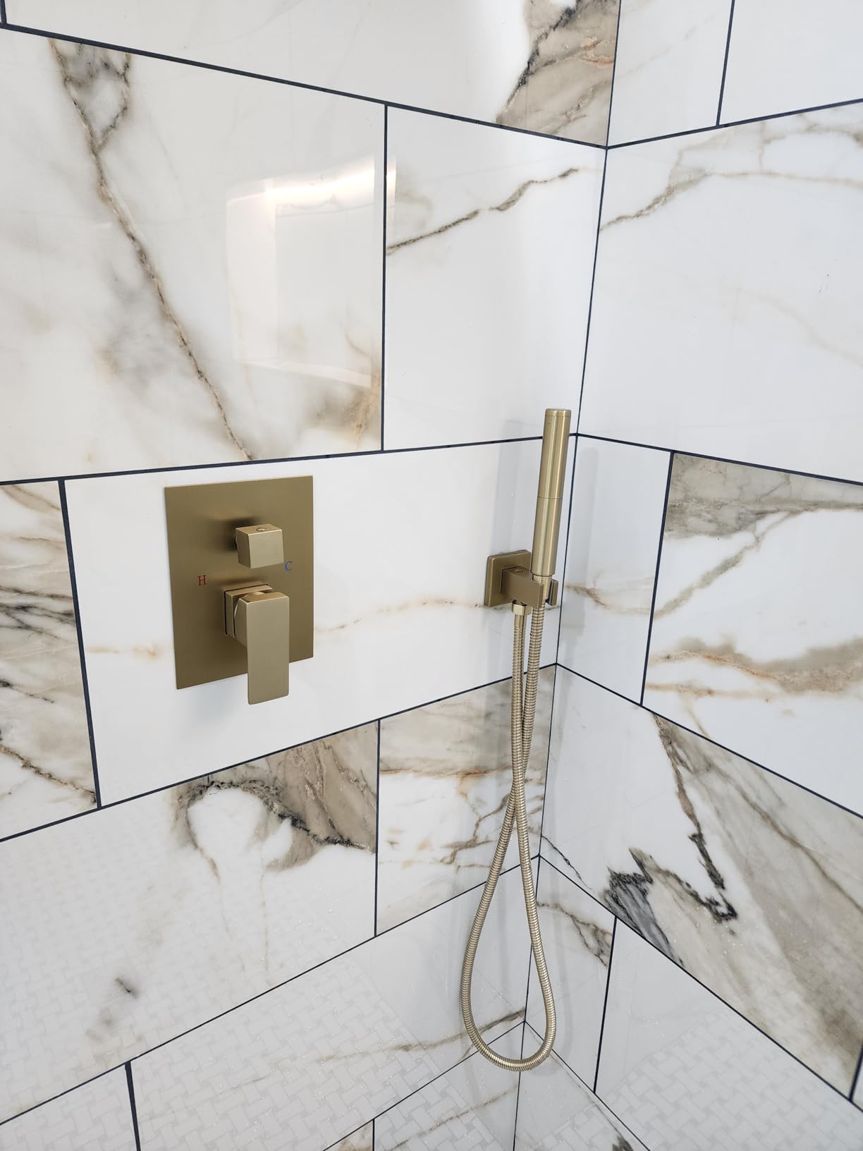 Aolemi Shower System with Rain Head and Handheld, 12-Inch, Brushed Gold customer photo 1