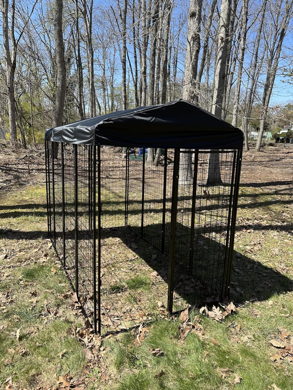 Dog Kennel Outside with Roof, 8'x6'x4' Outdoor Dog Kennel | Heavy-duty Welded Steel, UV-resistant Waterproof Roof, Dual Locks, Dog Crate Playpen with Ground Stake for Large Dogs customer photo 1