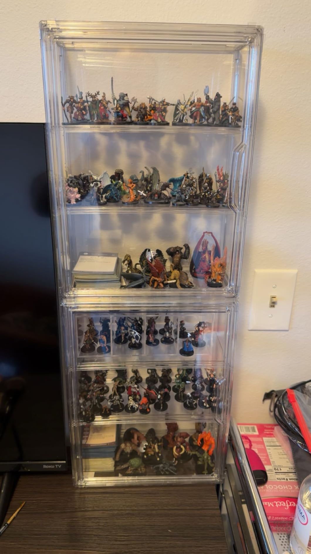 BOHOIDEE 3 Tiers Clear Display Case for Figures, Acrylic Storage Organizers Box with Magnetic Door, Wall-Mounted Dustproof Showcase for Collectibles Action Figure customer photo 1