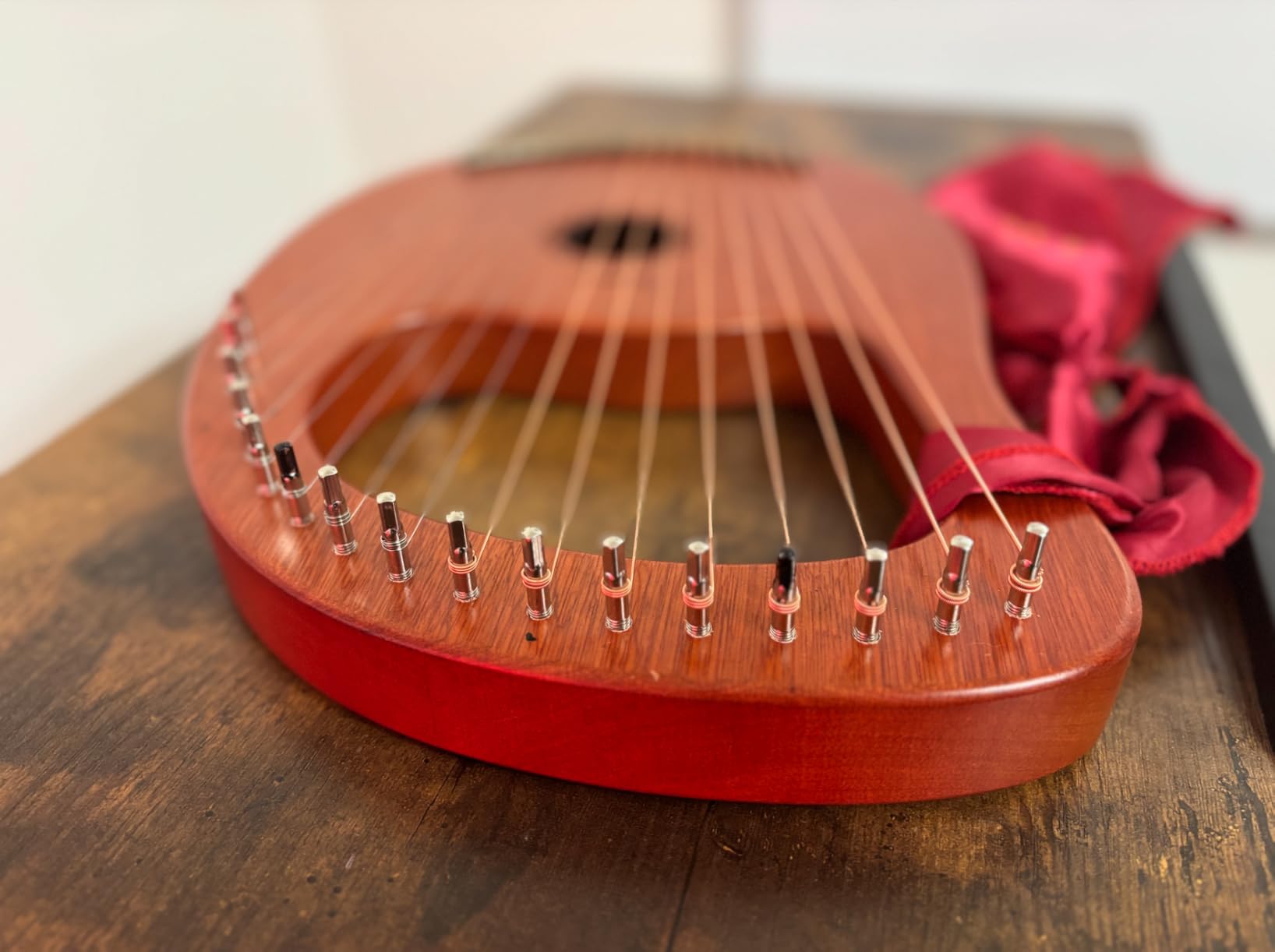 LIEKE Lyre Harp 16 Strings with Bag Tuning Wrench, Metal Strings, Mahogany Body and Copper Saddle, Professional Lyre Harp Instrument Gift for Beginner Musician customer photo 1