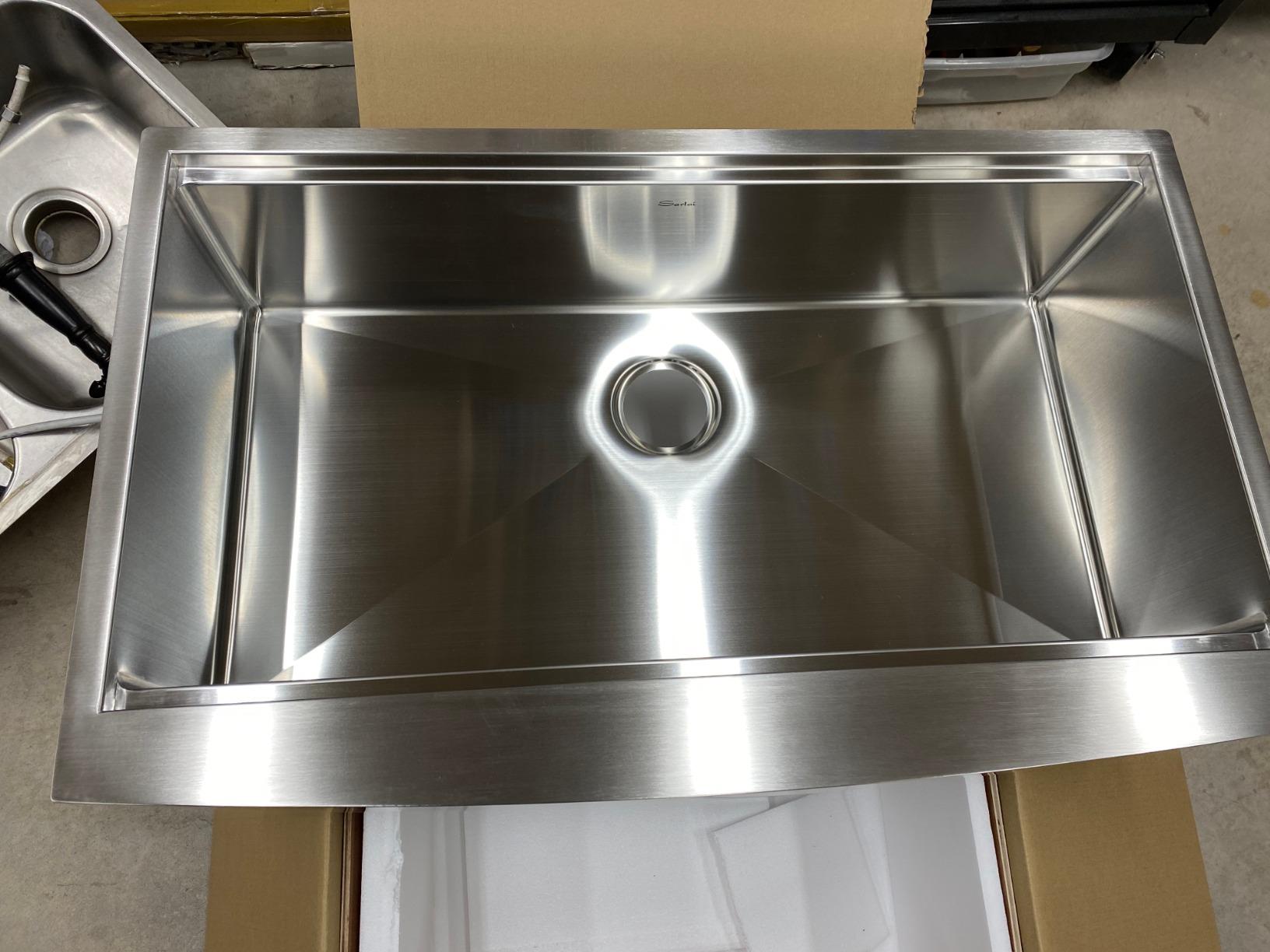 Sarlai 33 Farmhouse Kitchen Sink - 33 x 22 Inch Apron Front Ledge Drop In Workstation 16 Gauge Stainless Steel Single Bowl Top-mount Farm Sinks customer photo 2