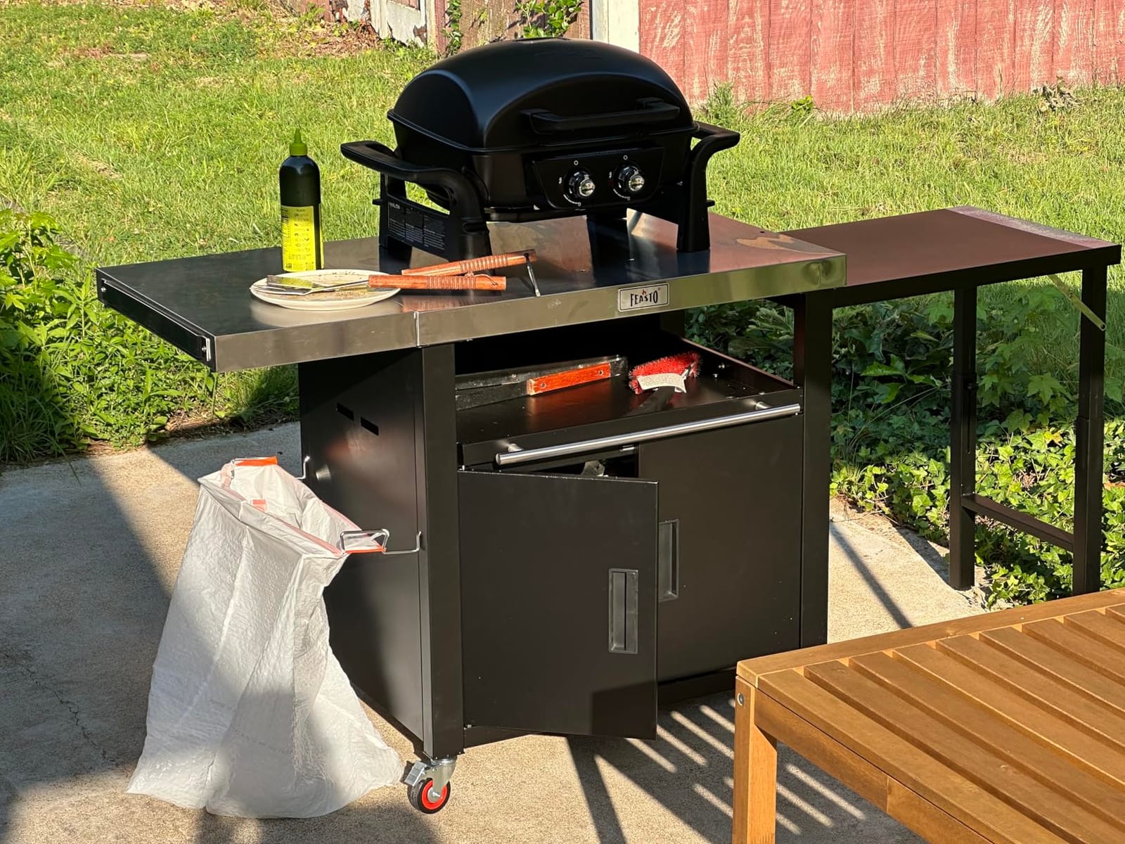 Feasto Outdoor Kitchen Island with Cabinet, 74” x 26” Rolling Grill Table customer photo 2