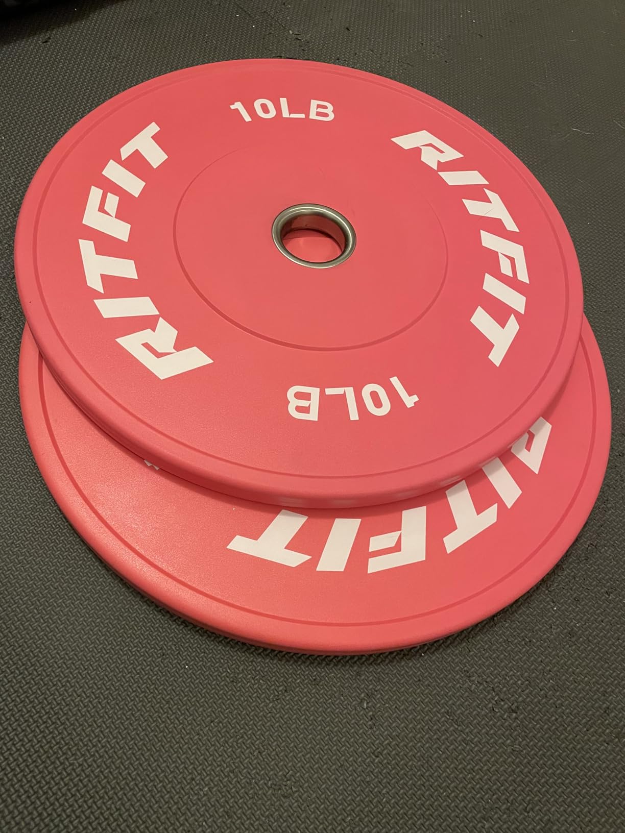 RITFIT Pink Olympic Bumper Plates with Steel Insert for Home Gym | High-Density Rubber with Low Bounce, 2-Inch Olympic Bore with Steel Insert, Pink Color for Strength Training customer photo 1