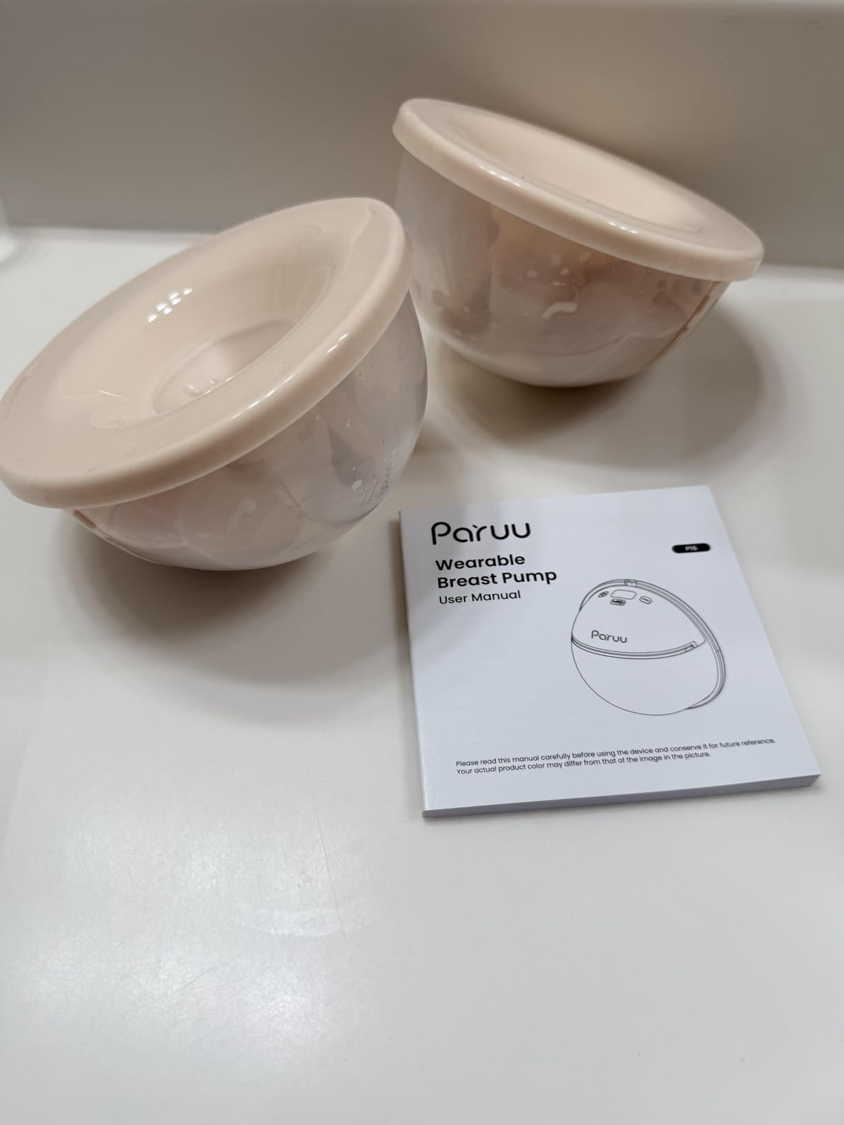 Paruu Hands Free Breast Pump P16, Wearable Breast Pump Electirc Portable with 4 Modes & 12 Levels, Max 309mmHg Strong Suction 19/21/24mm Flange Inserts Wearable Breastfeeding Pump, 2 Pack(Nude customer photo 2