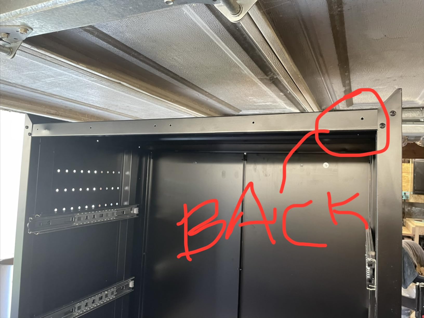 71-Inch Garage Storage Cabinet with 2 Drawers, Pegboard and Wheels | Lockable metal cabinet with 2 adjustable shelves, full-extension drawers, removable casters and pegboard storage. customer photo 1