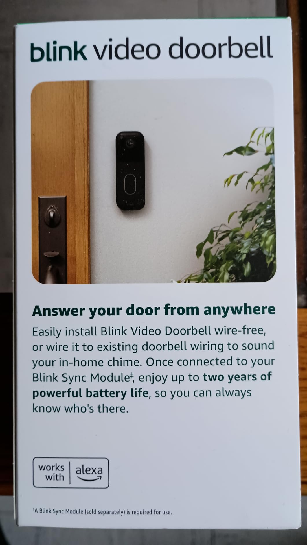Blink Video Doorbell - Head-to-toe HD view, two-year battery life, simple setup, local storage via Sync Module USB (no subscription needed) customer photo 1