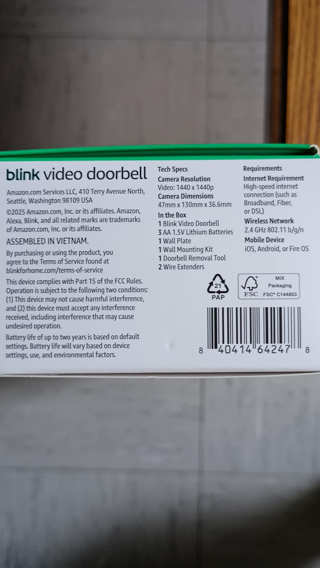 Blink Video Doorbell - Head-to-toe HD view, two-year battery life, simple setup, local storage via Sync Module USB (no subscription needed) customer photo 2