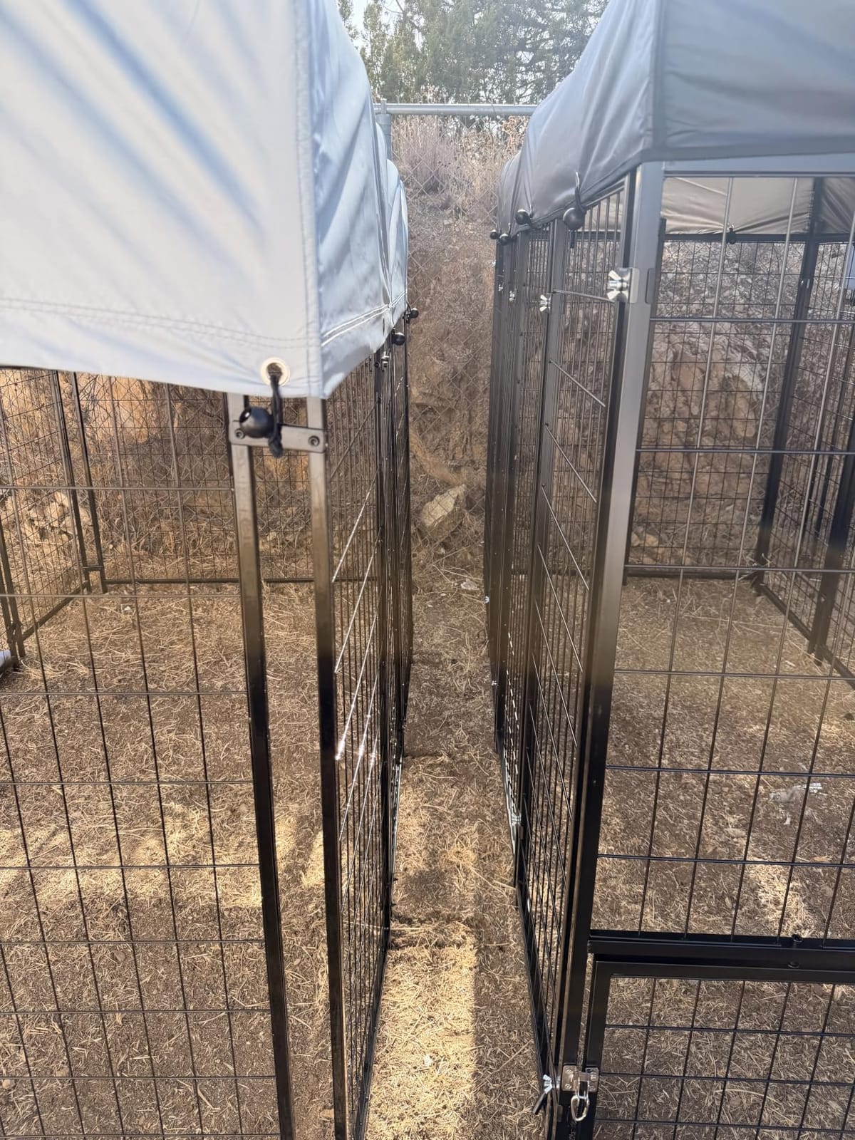 Sino Luban Outdoor Dog Kennel Outside Run with Doggy Door, Swivel Feeder & Roof - 8x4x6FT Large Dog Kennels Pens Outside for Large Dogs Breed - Heavy Duty Cage Yard (Can Connect to Your Dog House) customer photo 2
