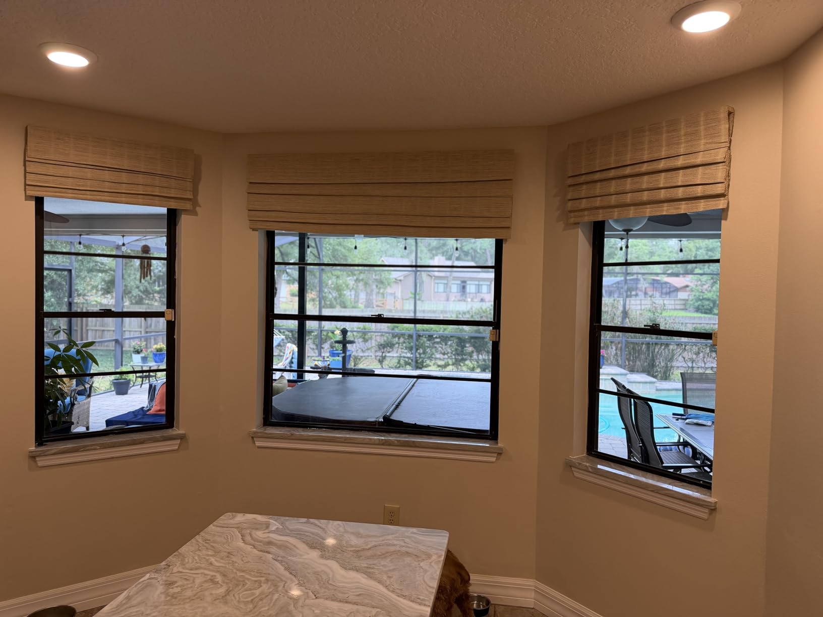 Bamboo Roman Shades, Easy Installation Oatmeal Woven Wood Shades, Cordless Custom Blackout Bamboo Window Shades for Doors Windows customer photo 2