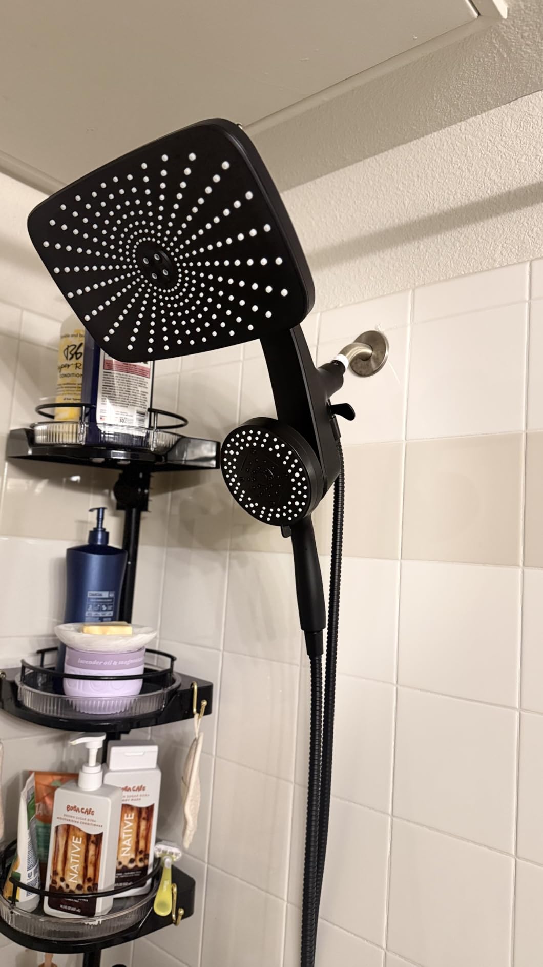 Rain Shower Head with Handheld Showerhead, Black 1.75GPM 460311 | 12