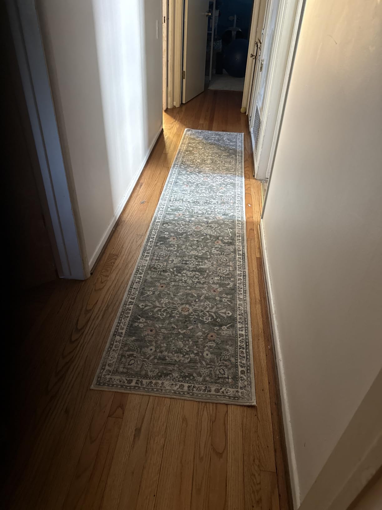 Yamaziot 2x8 Washable Hallway Runner Rug Non Slip Floral Carpet, Sage Green Soft Boho Floral Kitchen Runner with Rubber Backing, Stain Resistant, Low Pile Distressed Carpet for Kitchen Hallway Entrance customer photo 2
