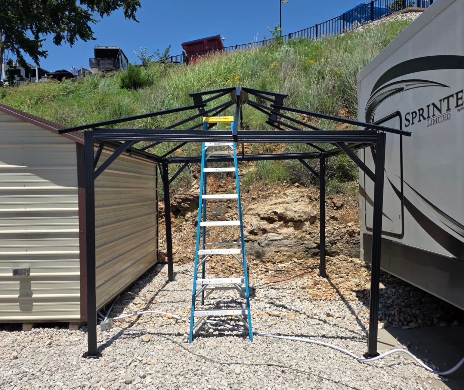 Aoxun 12'x10' Hardtop Gazebo with Polycarbonate Double Roof, Brown customer photo 1