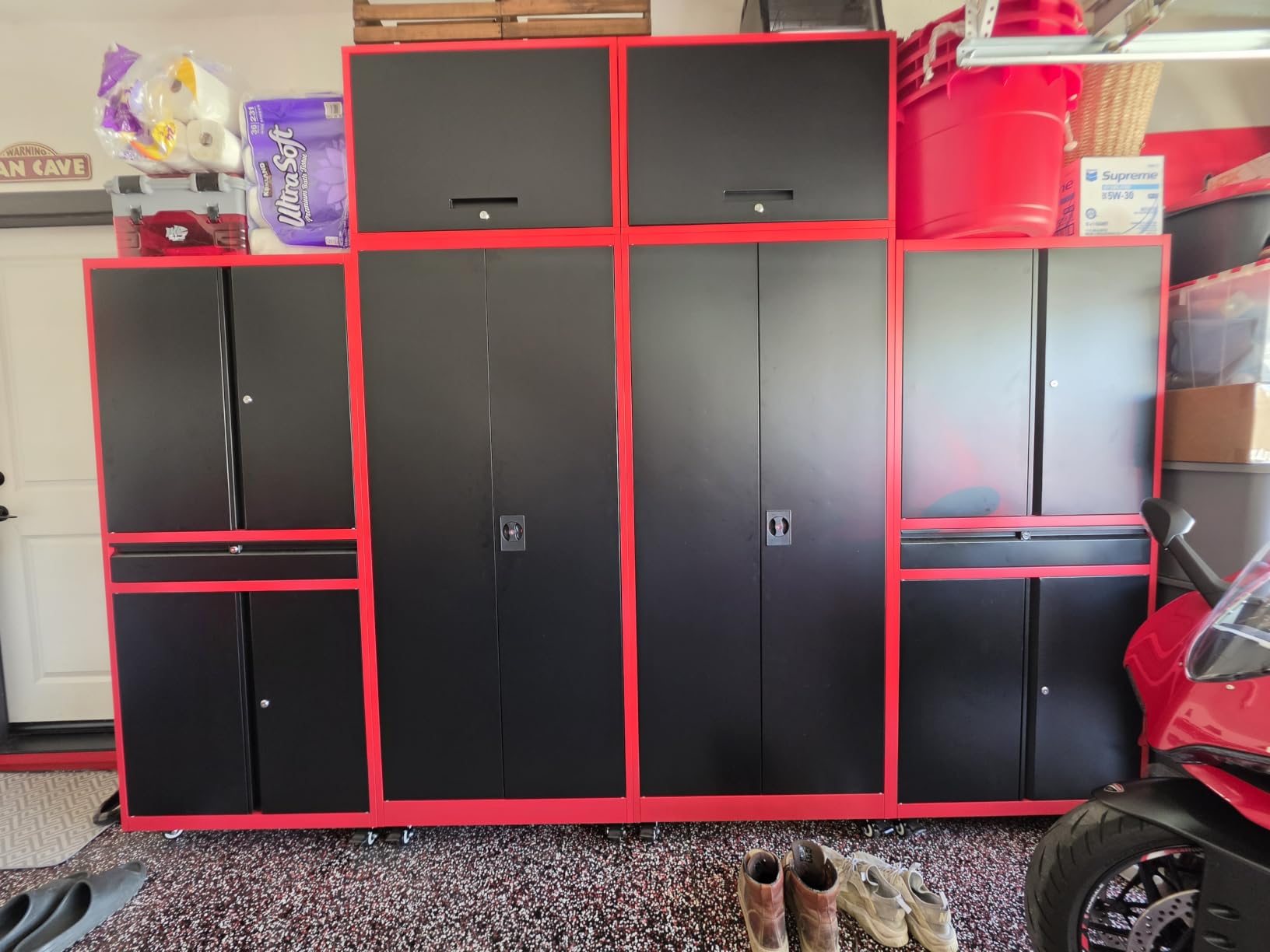 Metal Storage Cabinet with Wheels and Drawers, Rolling Garage Storage Cabinet with Locking Doors and Adjustable Shelves, 73