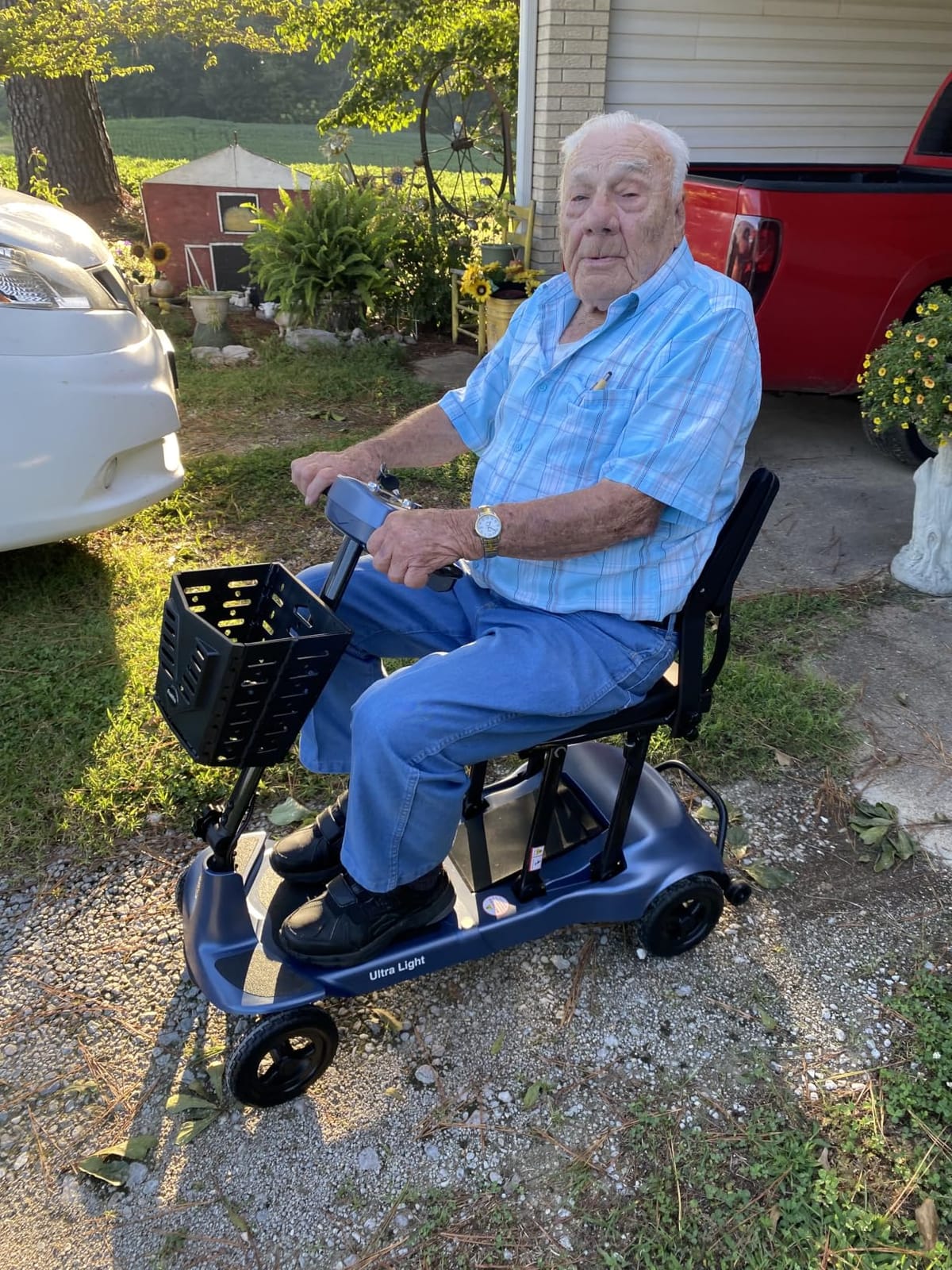 Ultralight 27.5 lbs Carbon Fiber Mobility Scooters for Adults & Seniors | Folding Electric Scooter - Blue - Airlines Approved All-Terrain Portable Scooter with Basket and Charger Included customer photo 1