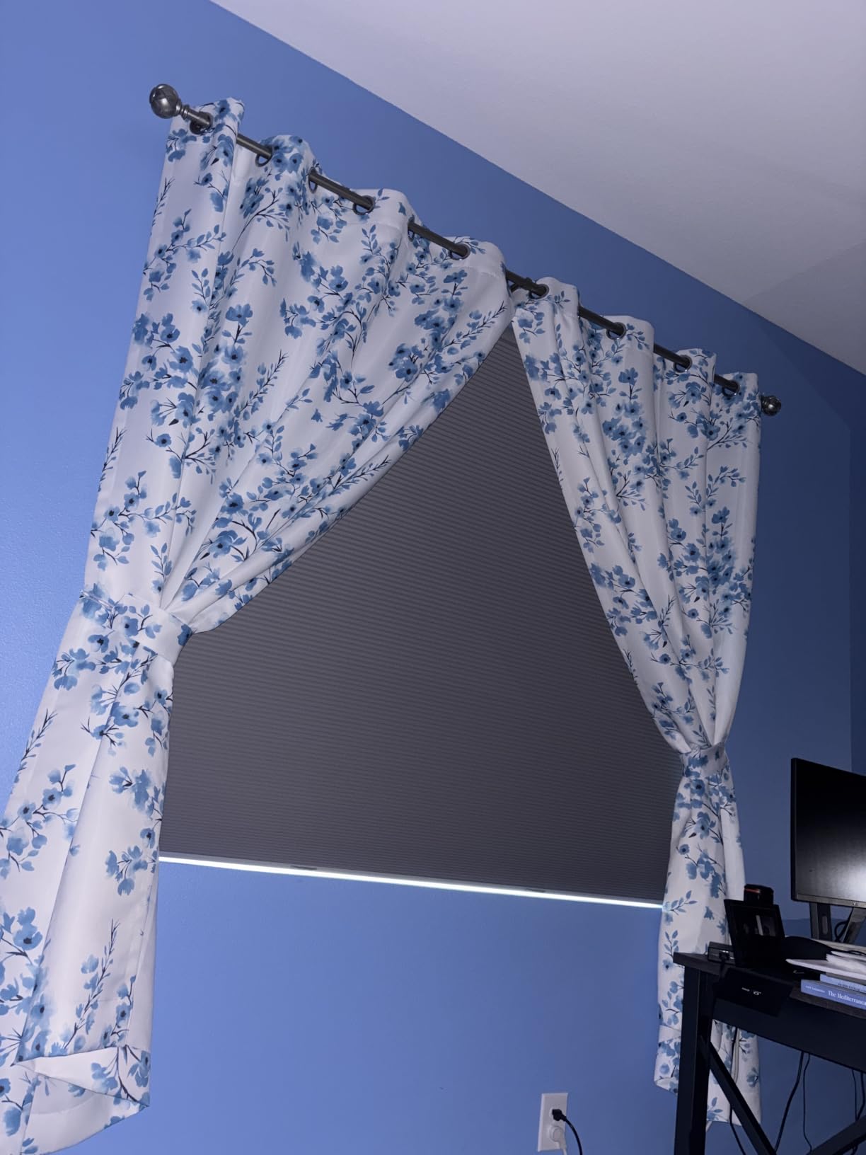 Tonature No Drill Cellular Shades for Indoor Windows, Thermal Insulating & Noise Reducing Honeycomb Blinds, Free Stop Cordless Blackout Shades, Grey, 22