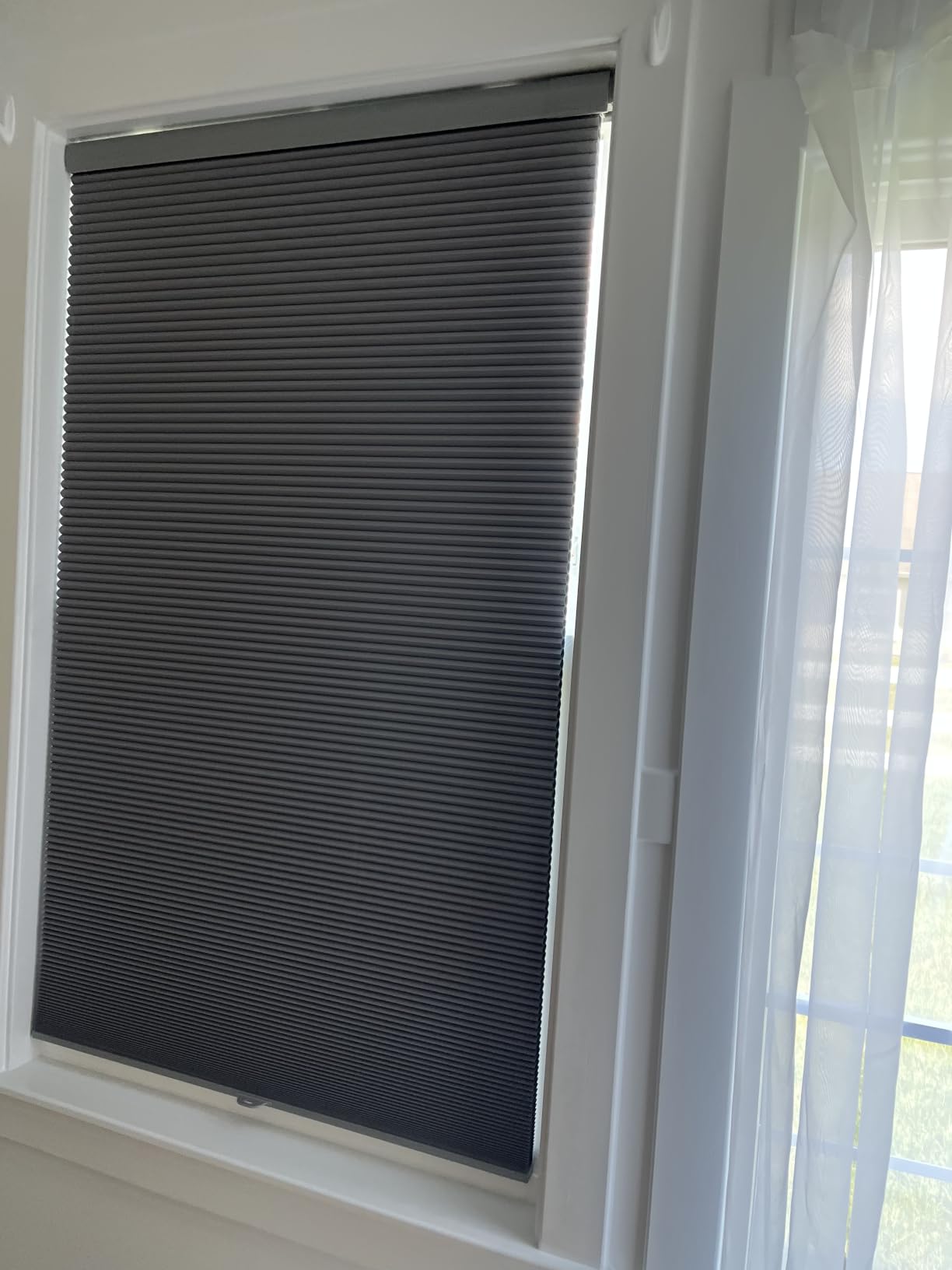 Tonature No Drill Cellular Shades for Indoor Windows, Thermal Insulating & Noise Reducing Honeycomb Blinds, Free Stop Cordless Blackout Shades, Grey, 22