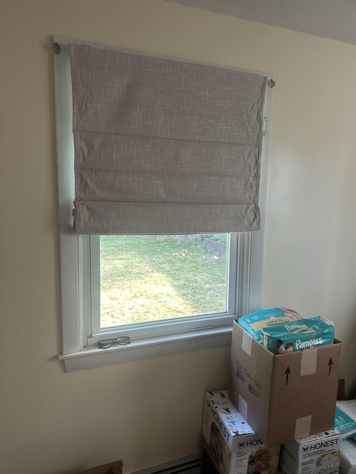 Madison Park Roman Shade, Blackout Blinds Thermal Insulated, 34x64 Linen | Cordless Roman Shades for Indoor Windows, Privacy Linen Textured Window Treatment for Living Room, Inside/Outside Mount customer photo 2