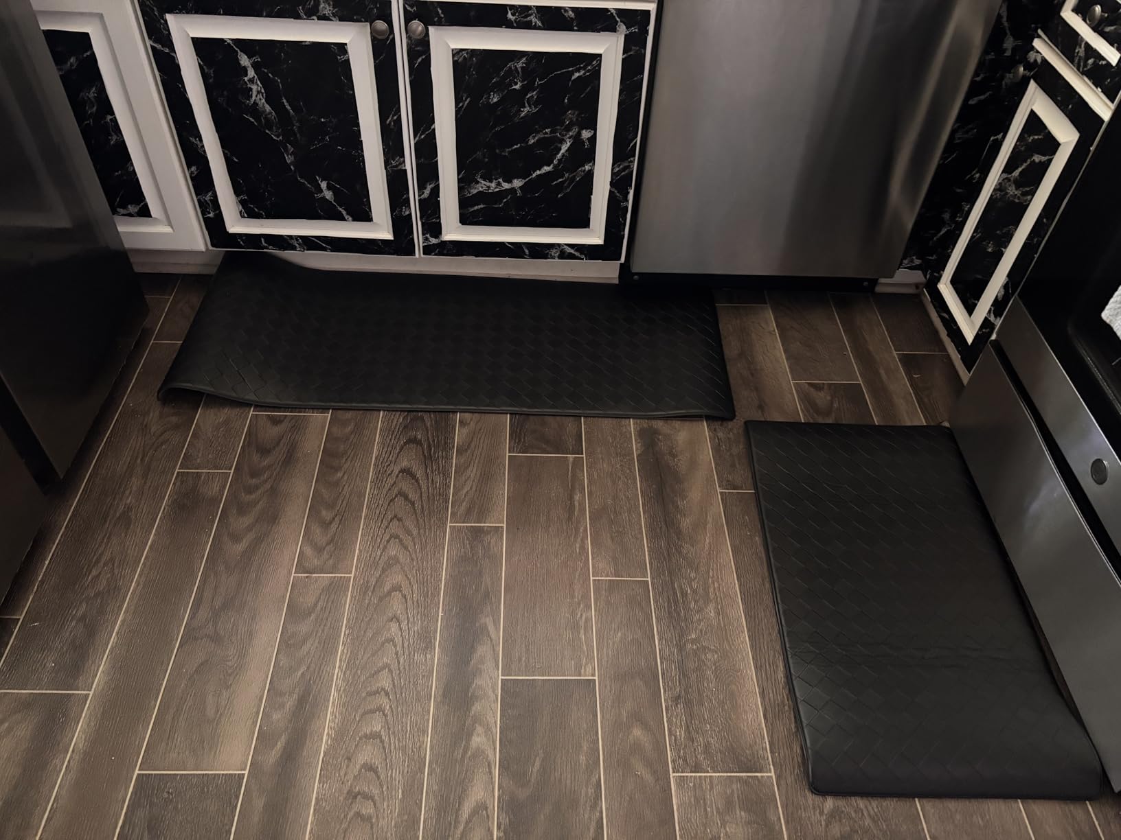 TranquilRelax 2-Piece Kitchen Mats, Cushioned Non-Slip Floor Mats, Black | Water-resistant anti fatigue mats for kitchen floor, laundry & entryway, 17.3 x 30 and 17.3 x 47 in customer photo 1