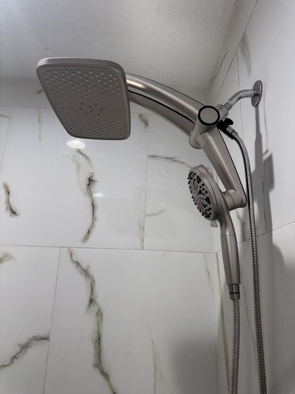 12-Inch High Pressure Rain Shower Head with Handheld Spray Combo, Magnetic | Dual shower heads; one-piece bracket adjusts height and angle; 9 settings: 8 sprays + 1 Power Jet for cleaning; easy install customer photo 1