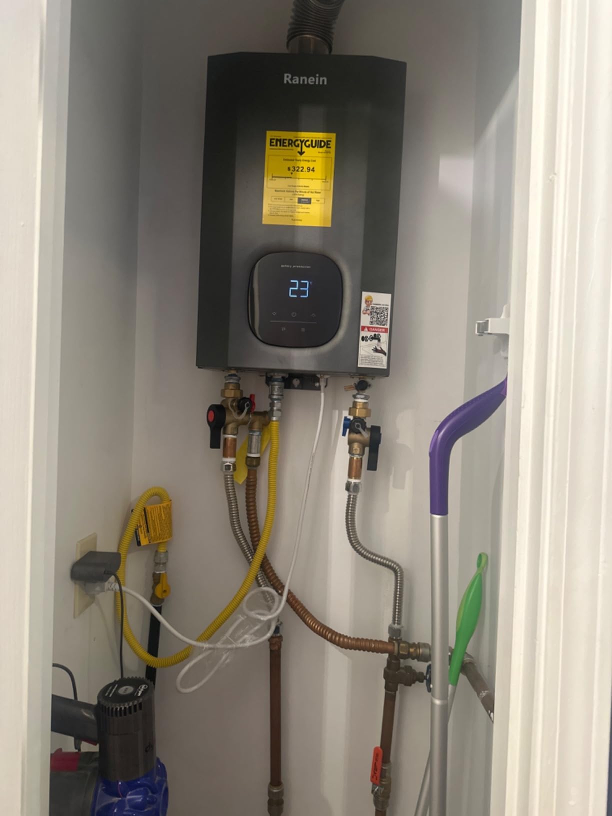 GEN II Ranein Natural Gas Tankless Water Heater Max 3.6 GPM, 80,000 BTU Indoor On Demand Instant Hot Water Heater with LED Temperature Control Panel | Upgraded Gen II, indoor, endless hot water, whole home, 2-3 water points, 95-149F, 4 modes, anti-freeze, LED, energy saving customer photo 1