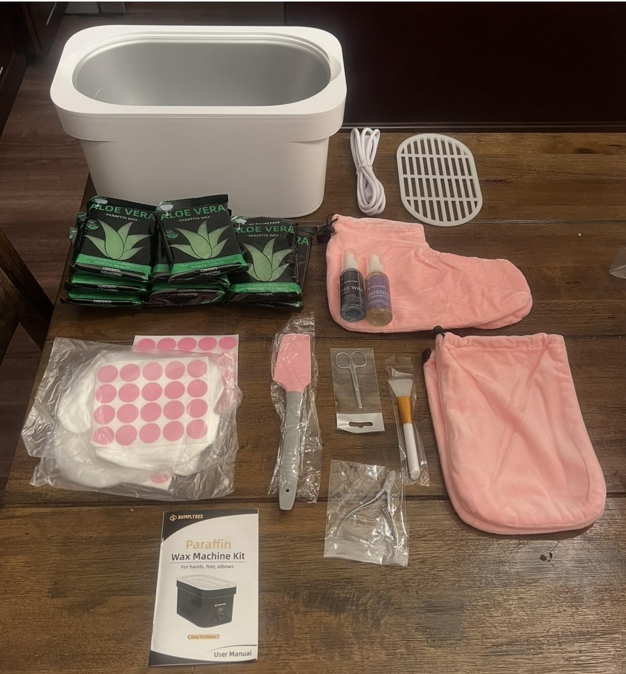 BUMPLYBEE 7000ml Paraffin Wax Machine for Hand and Feet with 10pcs Aloe Vera Paraffin Bath Refills, Foot Care Kit customer photo 1