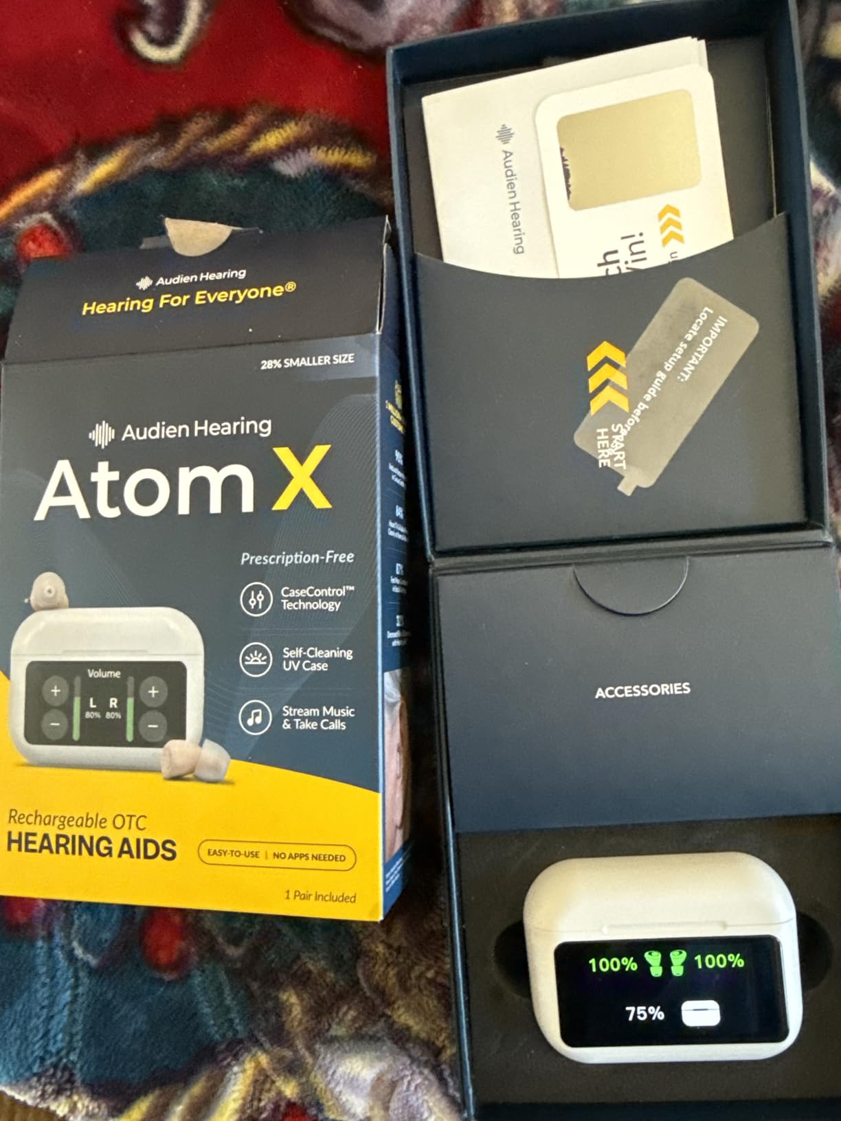 Audien Atom X OTC Hearing Aid For Seniors & Adults with Touchscreen Control | Noise Cancelling, Rechargeable, Bluetooth, Charging Case, 48+ Hour Battery Life, UV Sanitizing, Sound Check Included customer photo 1