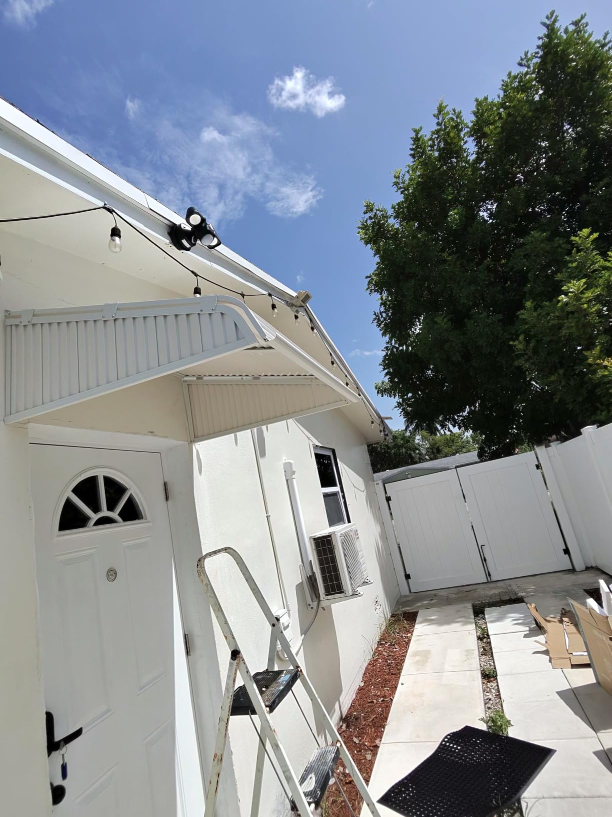 Kozyard Window Awning 42''W x 40''D with 2 Side Wings | Aluminum Frame with Impact-Resistant PVC Panels, Shade Angle Set During Installation, Rain, Snow & UV Protection Door Canopy customer photo 2