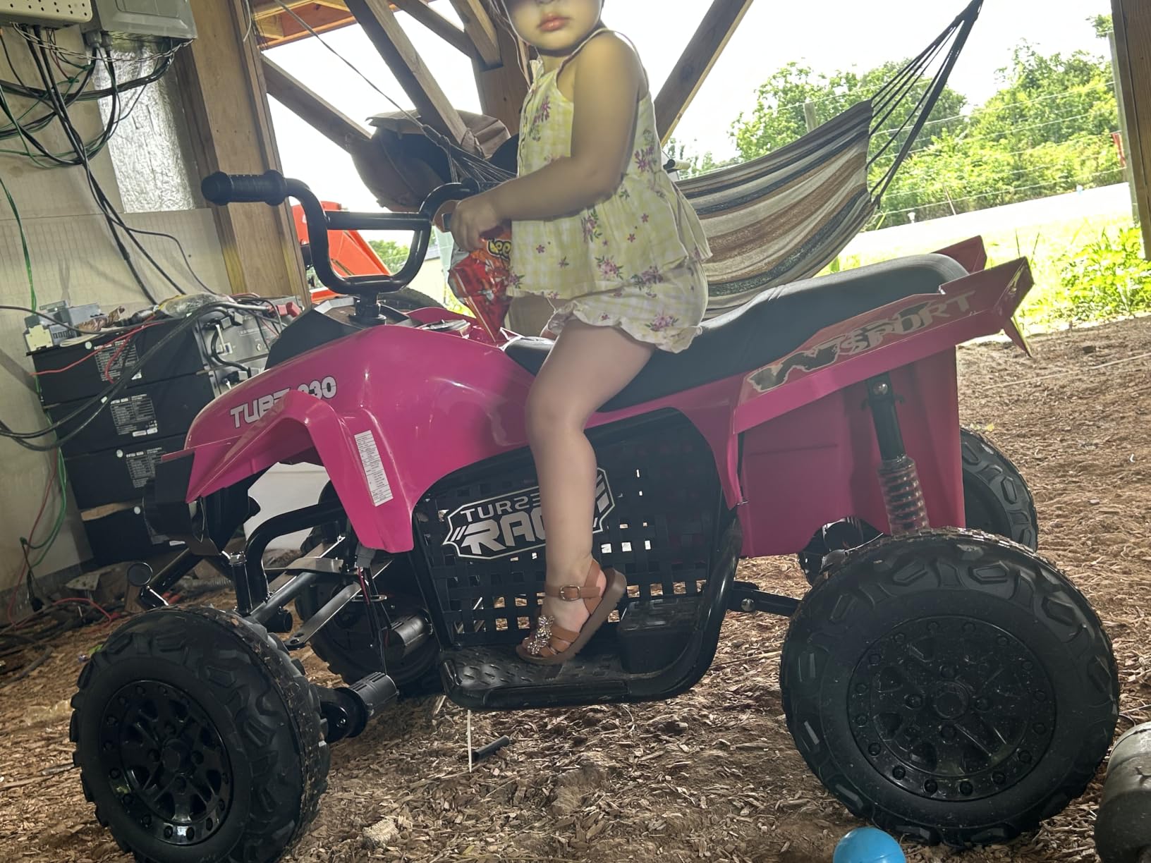 ELEMARA 24V Iron-Frame 2 Seater Ride on ATV for Big Kids,4WD Heavy-Duty ATV for Kids with Bluetooth,4 Wheeler Ride on Car with Realistic Sounds,Spring Suspension,Ultimate Adventure for Boy&Girls,Blue customer photo 1