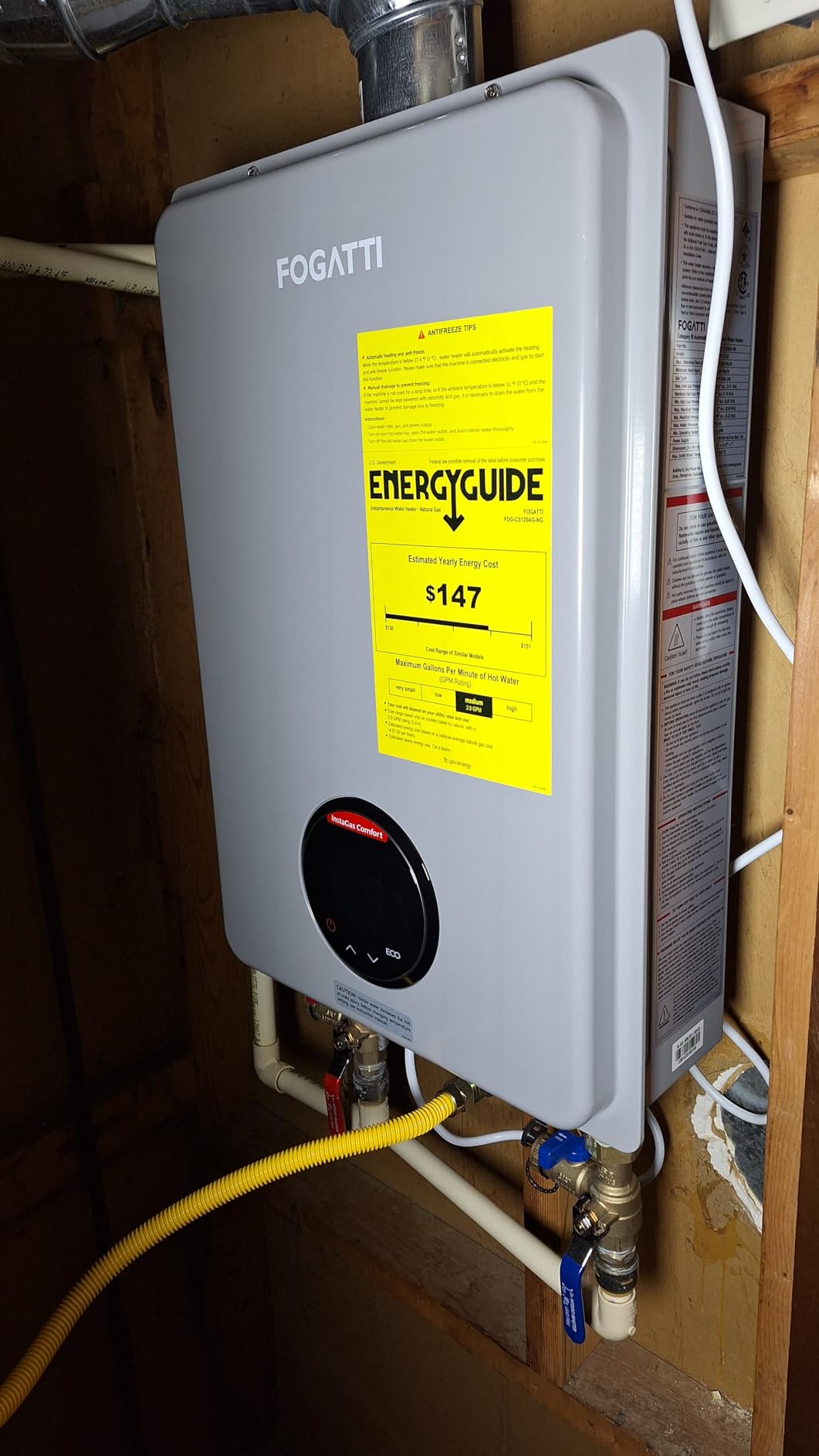 FOGATTI Tankless Water Heater Natural Gas Outdoor On Demand CSA Certified | Max 8.1GPM 180,000BTU Instant Water Heater Whole House 3-5 outlets points ±1°F Water Servo Precision Smart Digital Display customer photo 2