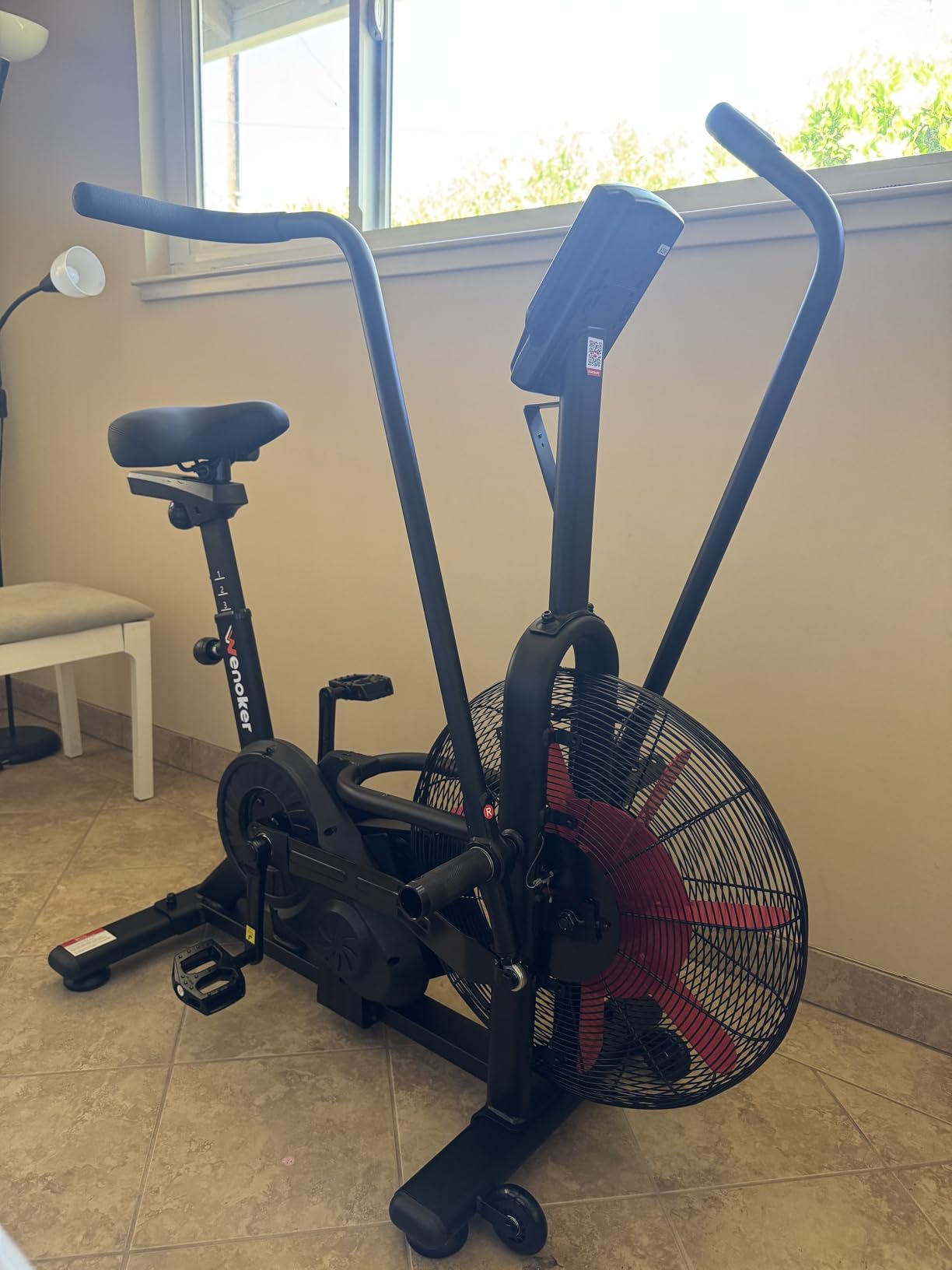 Wenoker Exercise Bike, Air Bike with Smart APP, ISCC PLUS Certified, Dual Action Handlebars Stationary Fan Bike 350LBS Capacity customer photo 2