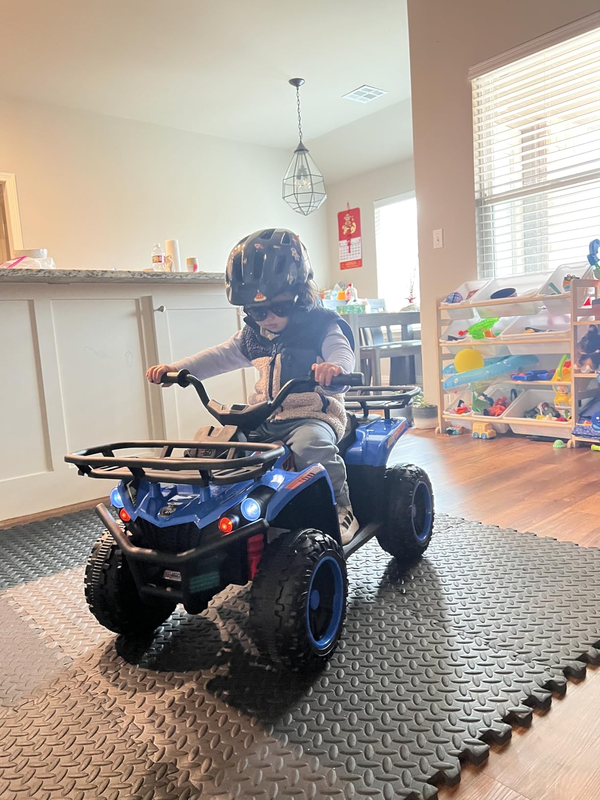 HONEY JOY 24V Kids ATV, Electric Ride On Quad, LED Headlights, Music, 5Mph Max Speed, Big Tires, Toddler 4 Wheeler, Ride On Toy Car with Front & Rear Storage, Gift for Boys Girls (Black) customer photo 1
