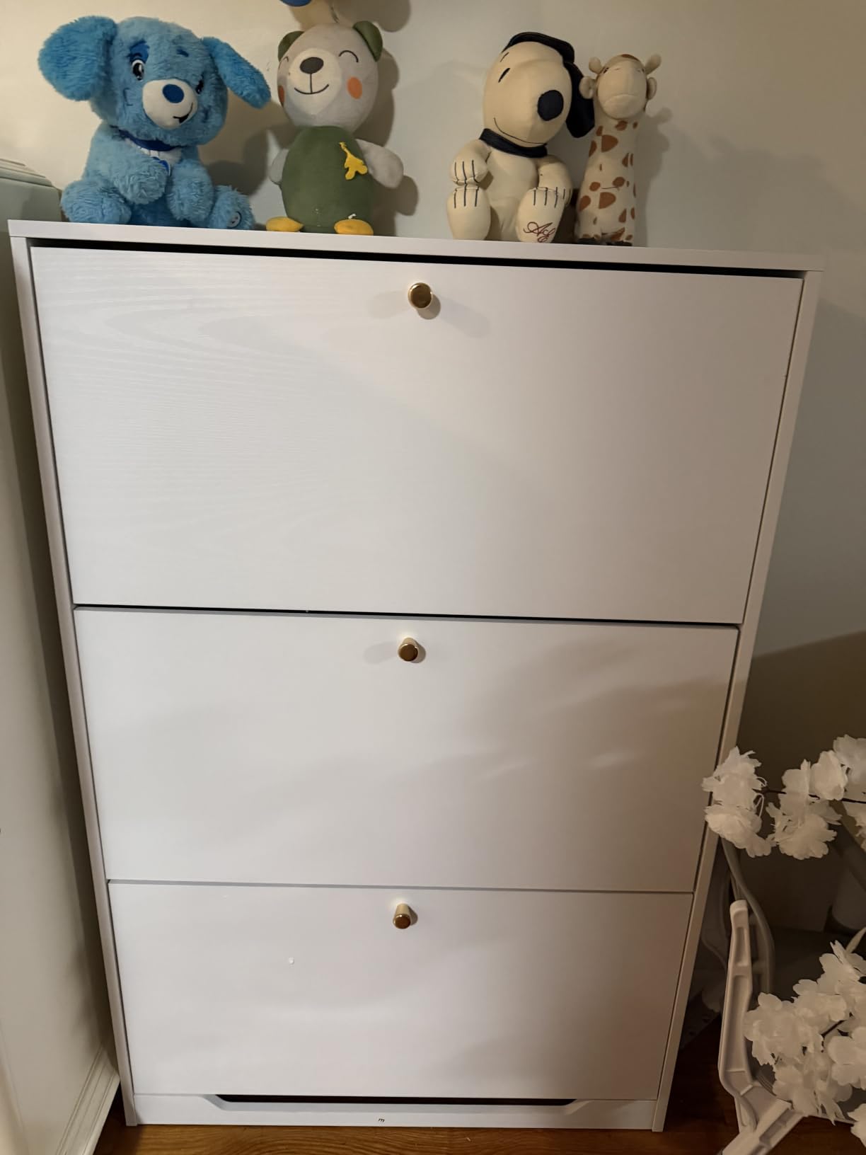 Nicetree Shoe Cabinet with 3 Flip Drawers, Narrow Shoe Organizer Cabinet, Freestanding Shoe Rack Cabinet, Modern Shoe Storage Cabinet for Entryway, Hallway, Foyer, White customer photo 1