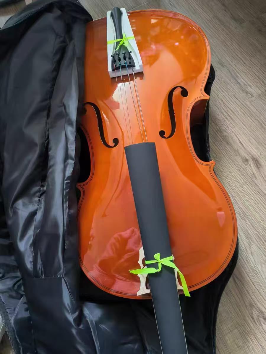 Full Size Cello Kit, Acoustic Cello Instrument for Adults, Beginners, Students, Complete Cello 4/4 Set with Portable Bag, Bow, Rosin (Black) customer photo 1