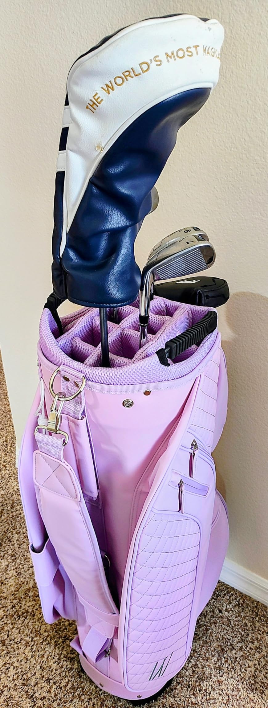 Luxury Womens Golf Bag, PU Leather Golf Cart Bag with Dual Handles for Women/Ladies, 14-Way Full-Length Top Dividers, Large Putter Well, Ultra Lightweight, Large Pockets for Accessories customer photo 2