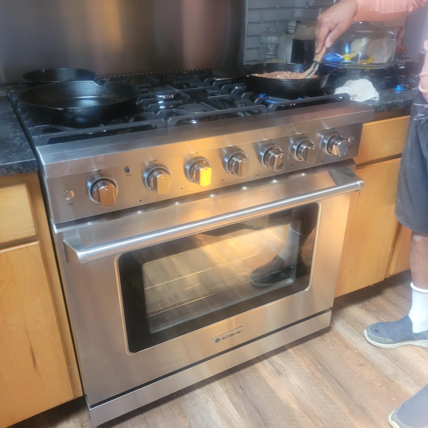 AAOBOSI 36 Inch Front Control Gas Range Oven, 78000 BTU Convection Oven, 6 Cu. Ft 6 Cooktop Burners, Self Clean, Freestanding Heavy Duty Gas Range Stove with Halogen Light, Large Capacity customer photo 1