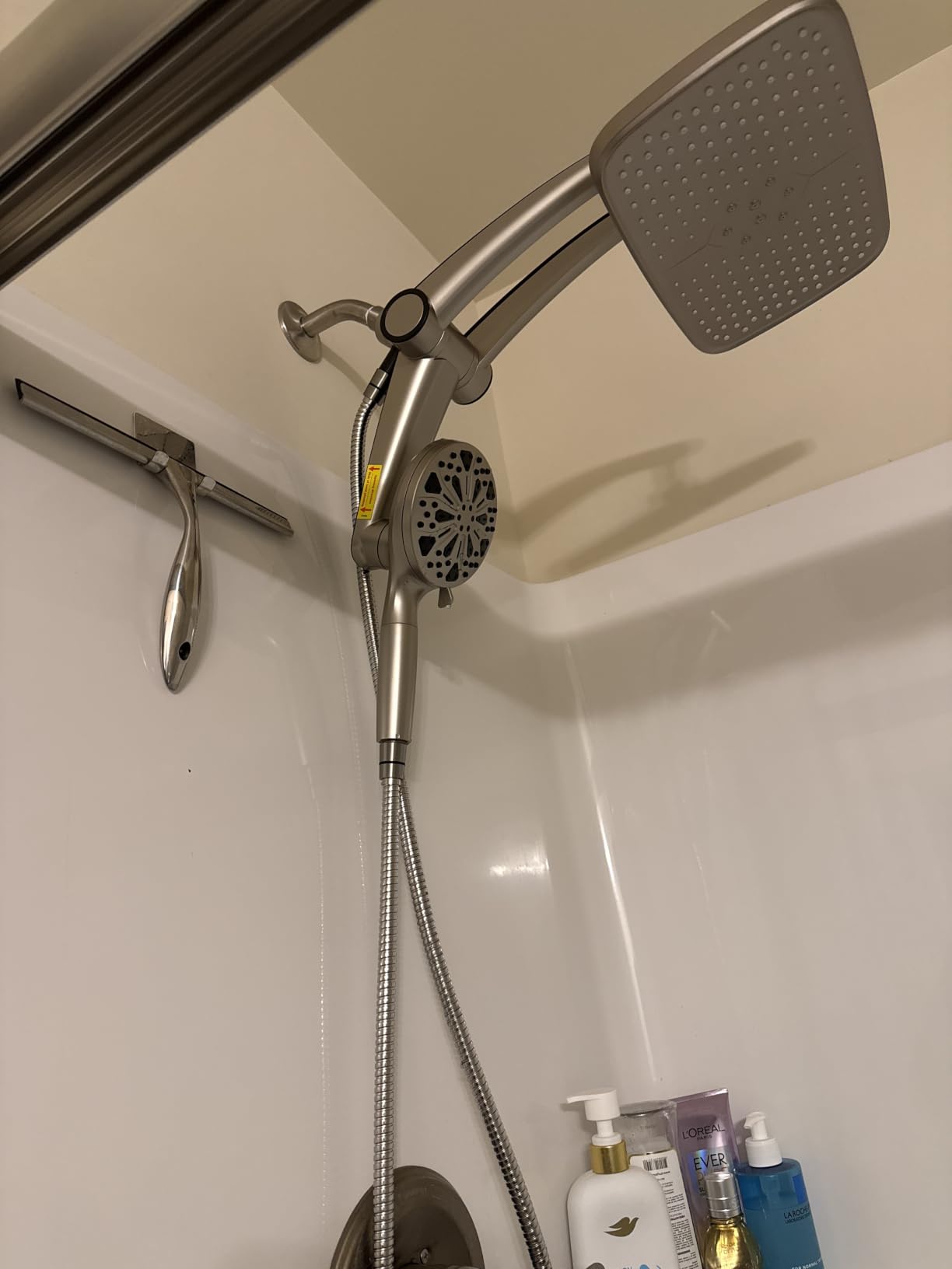 12-Inch High Pressure Rain Shower Head with Handheld Spray Combo, Magnetic | Dual shower heads; one-piece bracket adjusts height and angle; 9 settings: 8 sprays + 1 Power Jet for cleaning; easy install customer photo 1