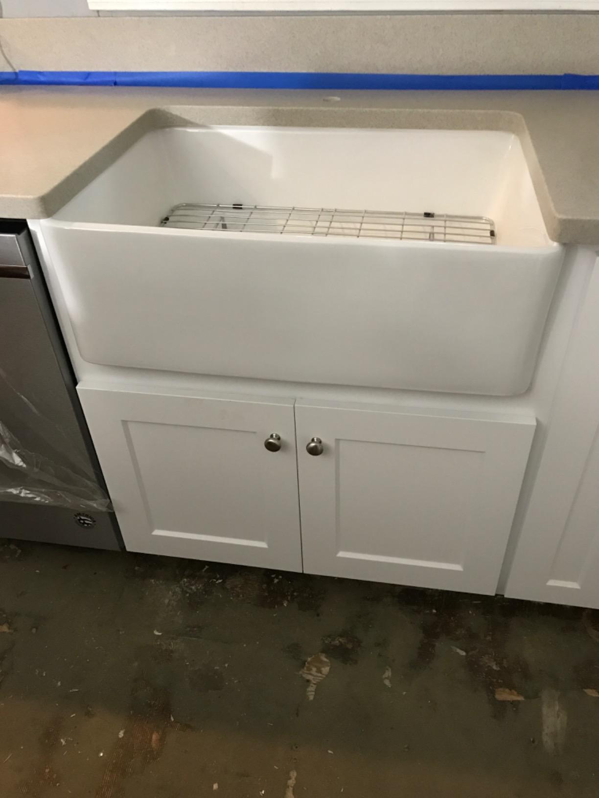 Kichae Farmhouse Kitchen Sink 33x20x9 White Apron Front Fireclay Farm Sink customer photo 2